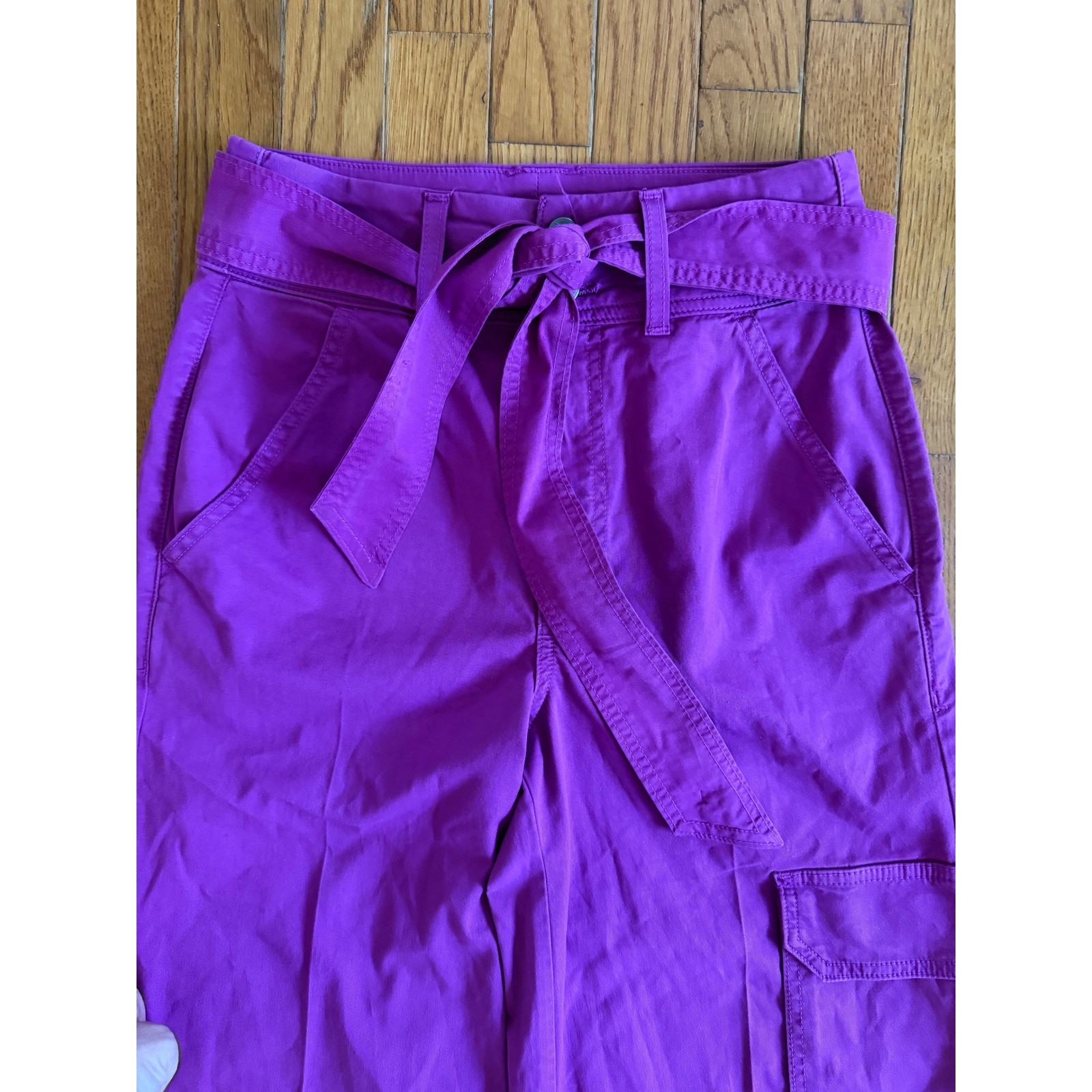 Veronica Beard Jeans Belisa Wide Leg High Rise Cargo Pants Magenta Size 26