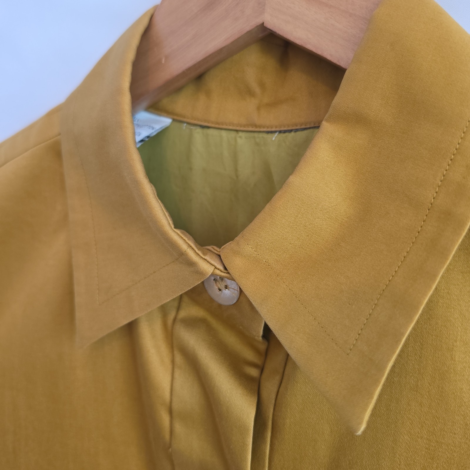 Vintage Bill Blass Mustard Yellow Popover Shirt Dress Oversized Utility Lined 10