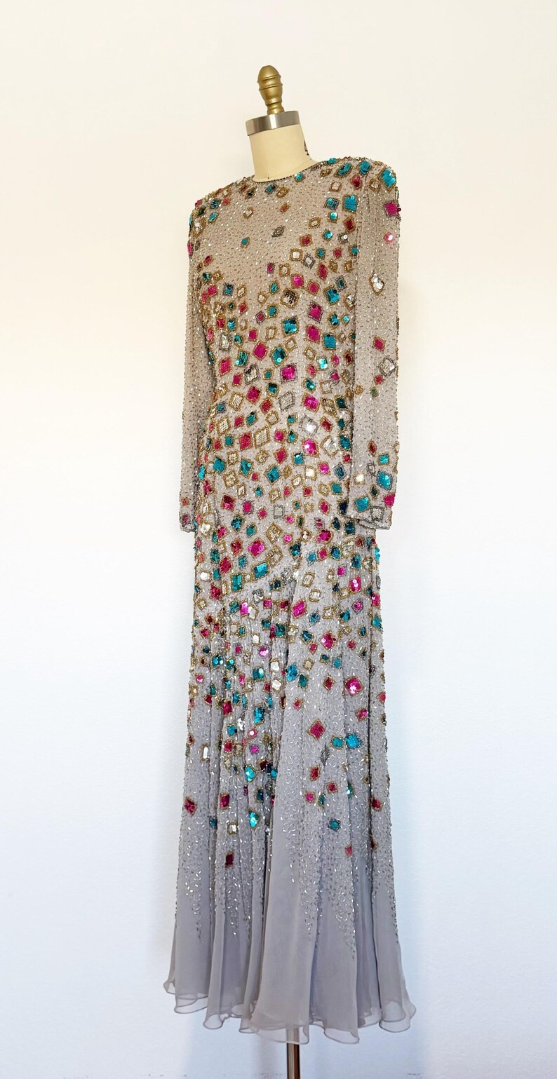 1960s Victoria Royal Gown / 1960s Sequin Gown / 1960s Gown / Size Medium