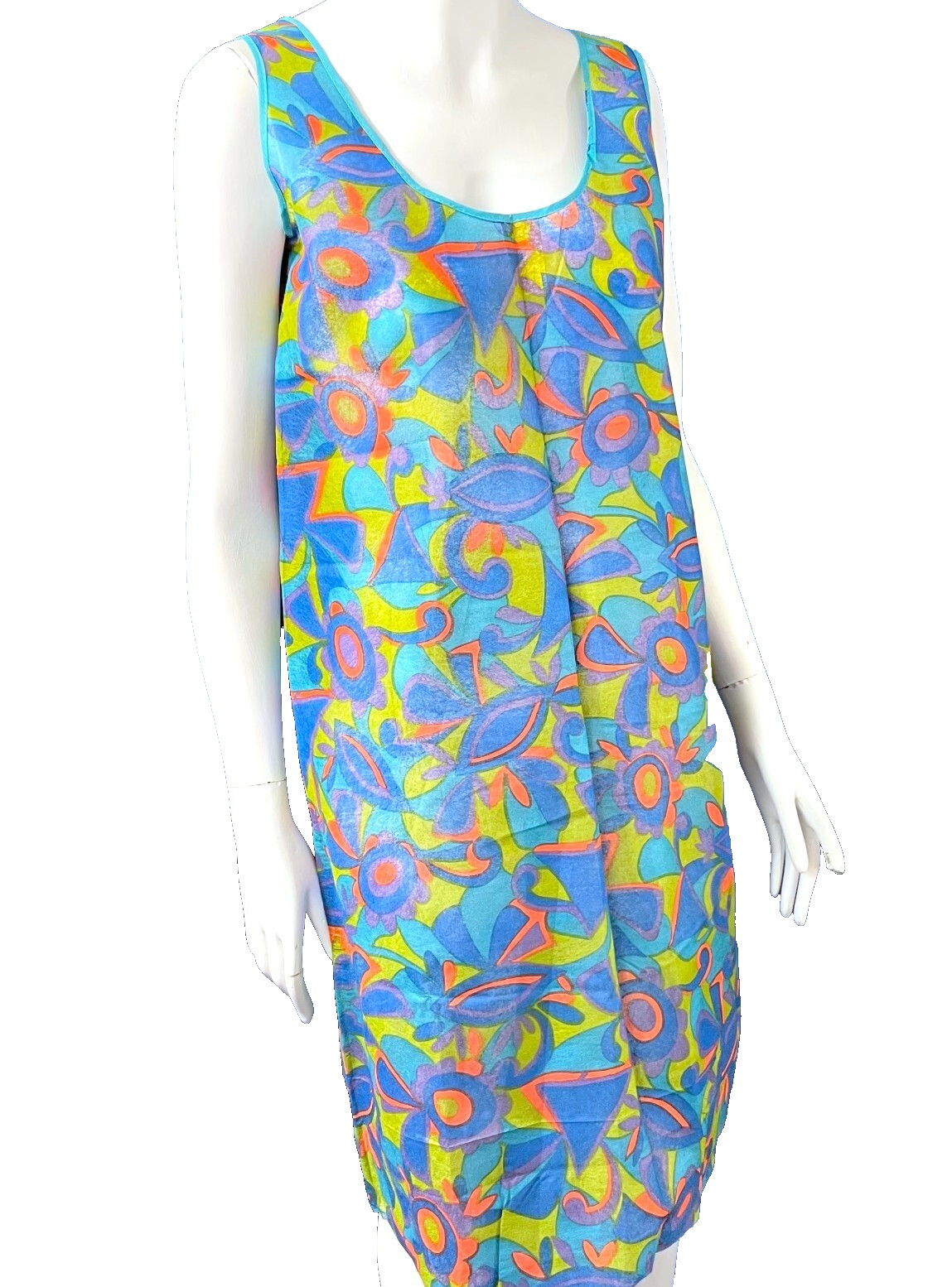 Vintage Paper Dress 1960s Psychedelic Iconic Waste Basket Boutique Size 12-14
