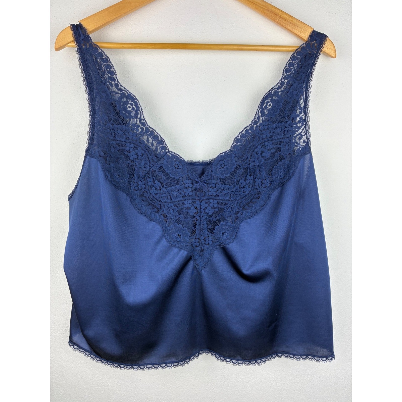 Vintage Body Lites JCPenney Navy Lace Camisole Fairy Coquette Size 42 XL