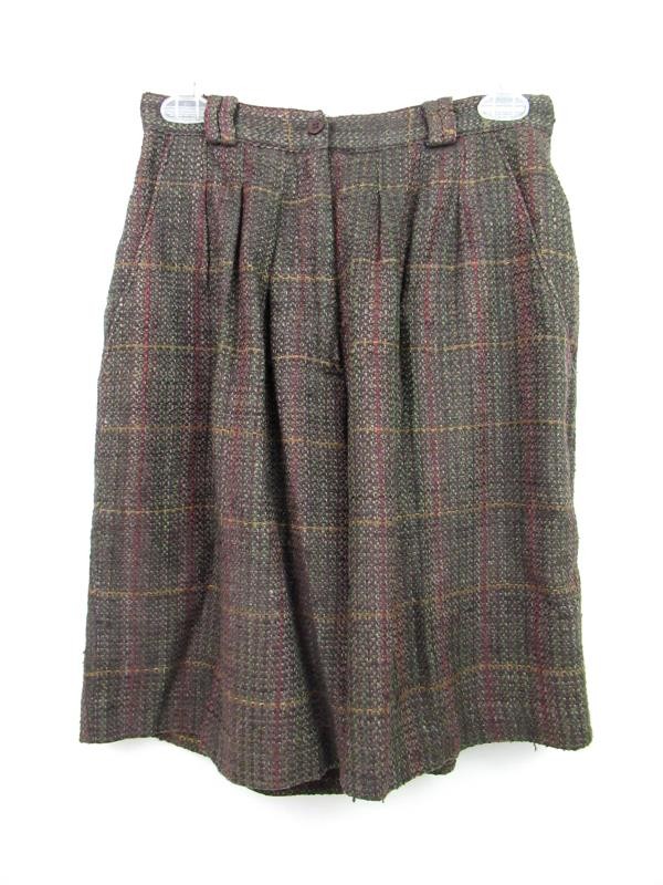 Vintage Doncaster Women’s Silk Shorts Size 6 Brown Plaid Pleated Career Wear