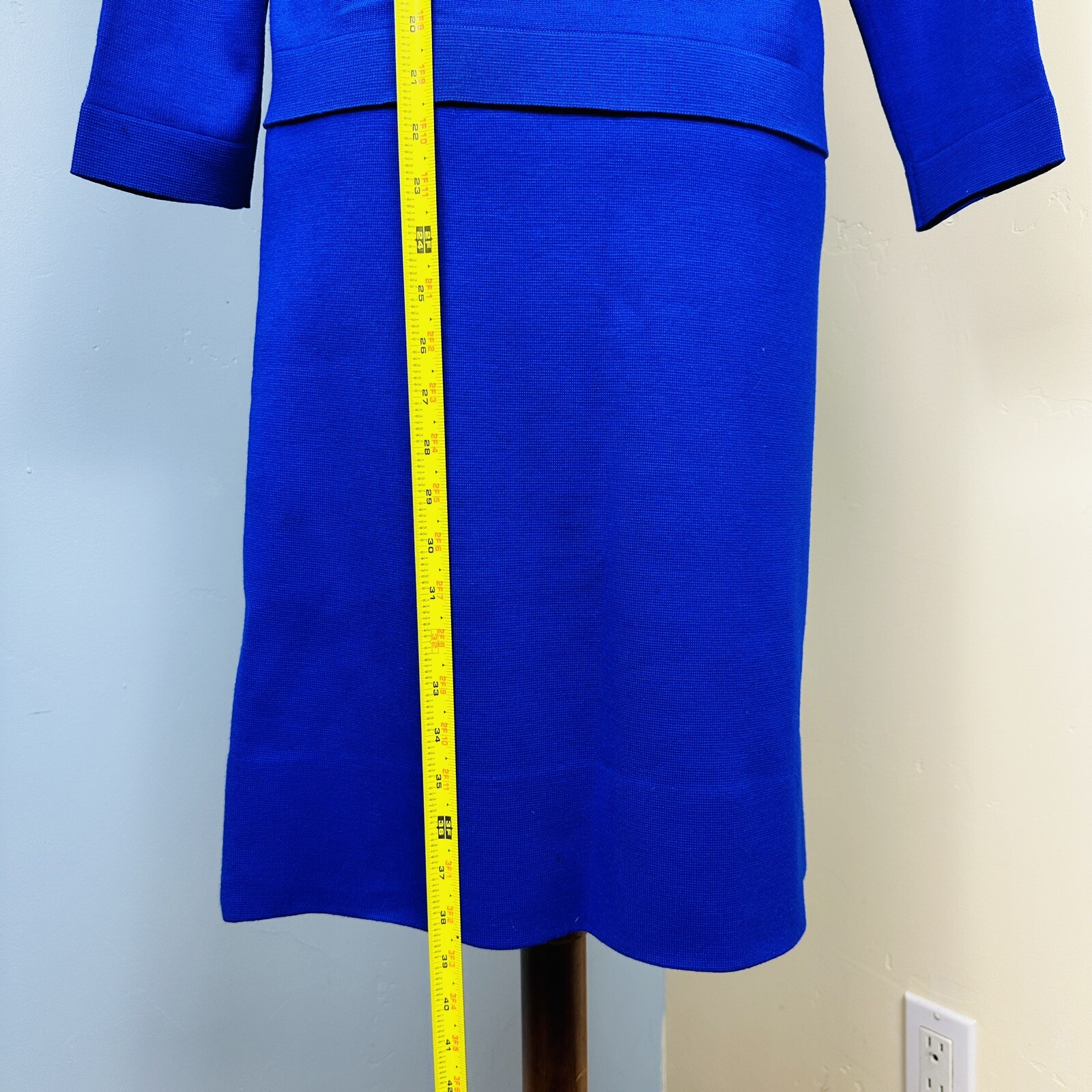 50s Amalfi Imports 3 Pc Italian Wool Knit Womens Suit Blue Pencil Skirt Sz L 12