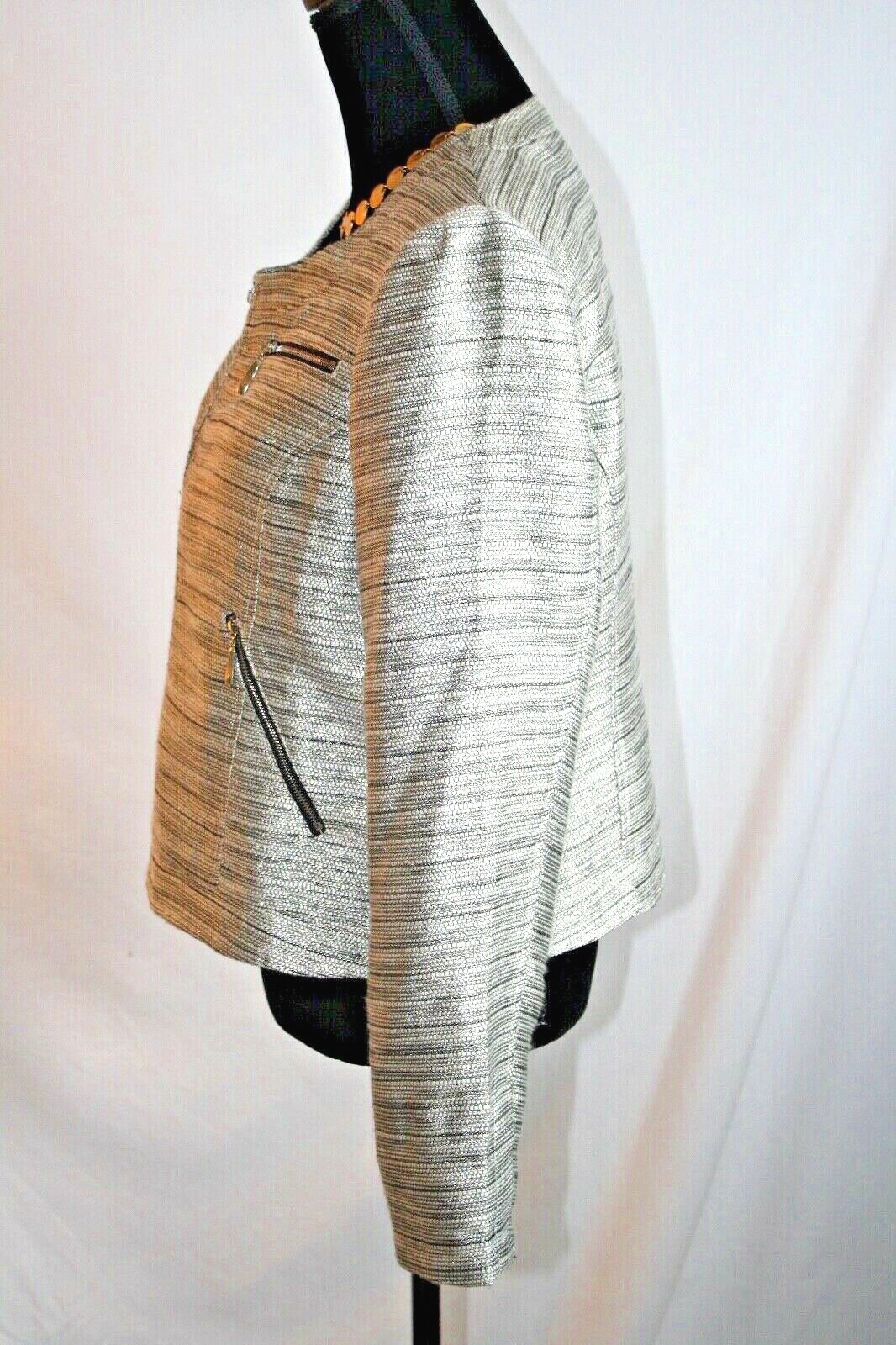 Lavand Vintage women XL jacket grey w/ metallic silver/gold threads throughout.