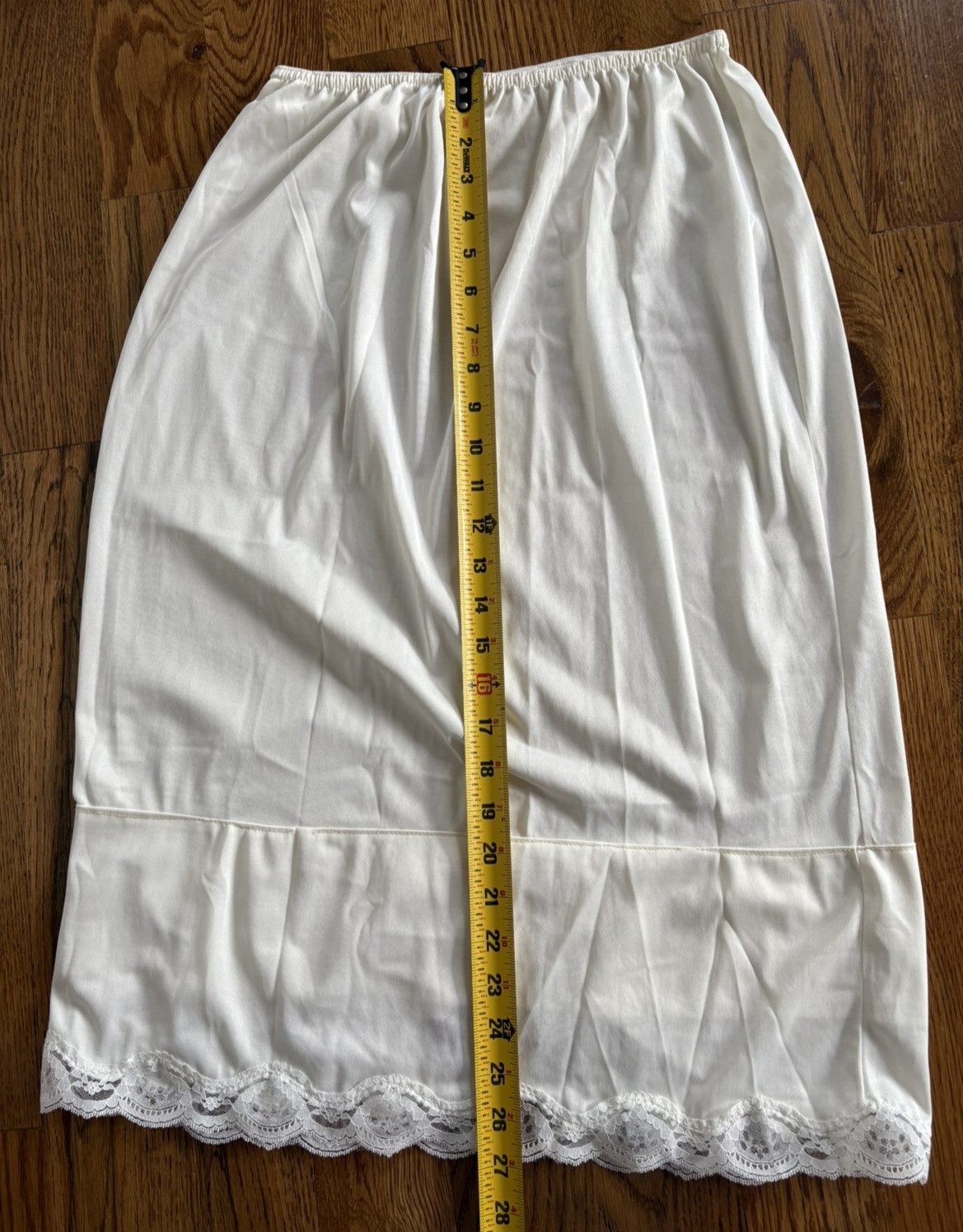VTG Lingerie Greenco Maid White Nylon Lace Slit Half Slip Romantic Soft Sz. M
