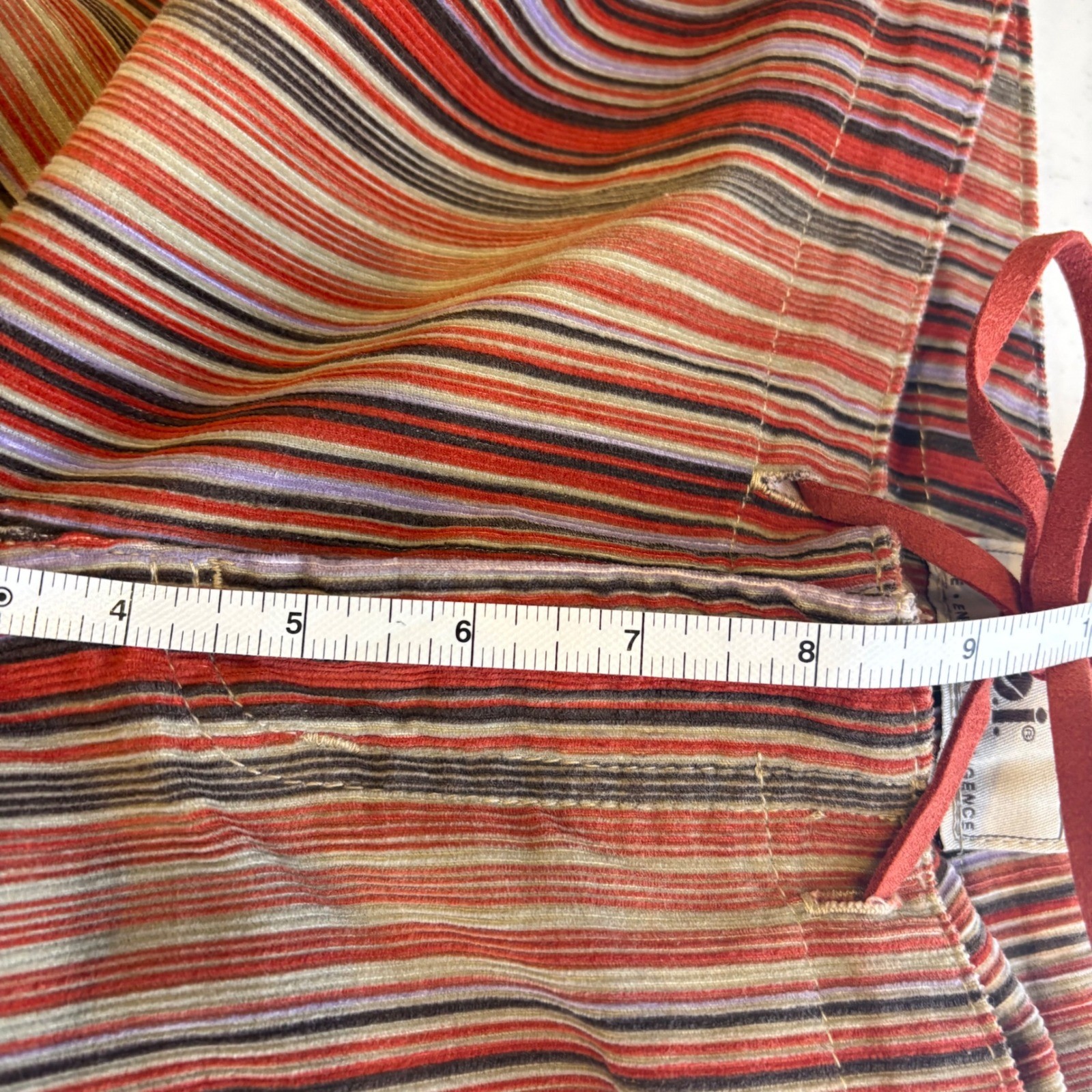 Vintage lei Corduroy Flare Pants 5 Multi Color Striped Low Rise Hippie Festival