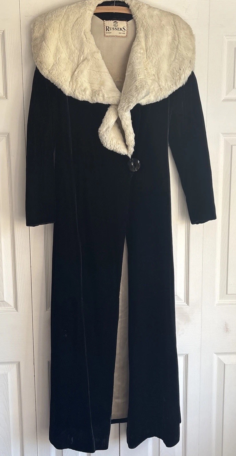 Russeks Antique Velvet Coat/ermine Collar. 1920-1930’s Opera Coat. FREE SHIP