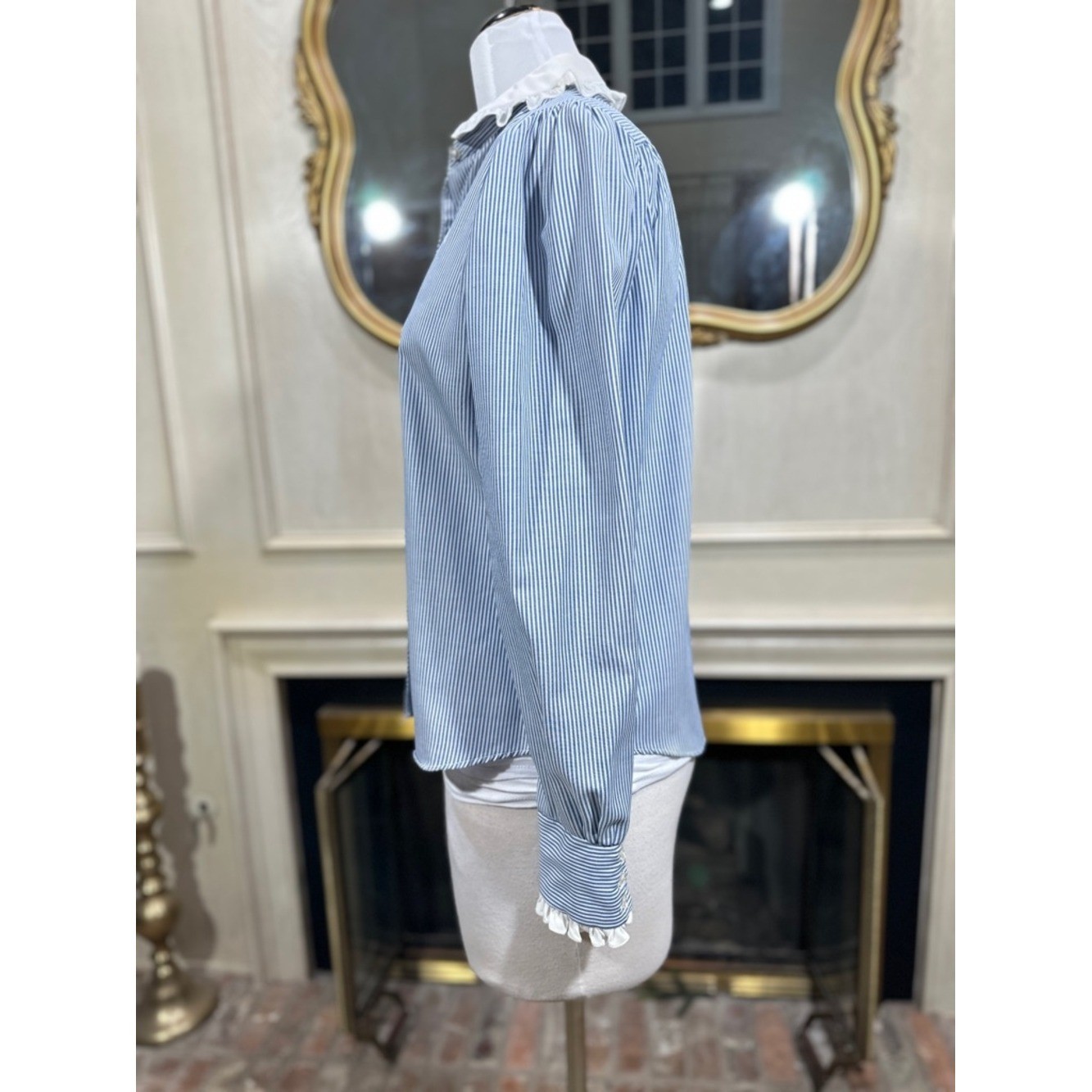 Oak Hill Shirt Size 14 Blue Striped Vintage Coquette Grandmacore