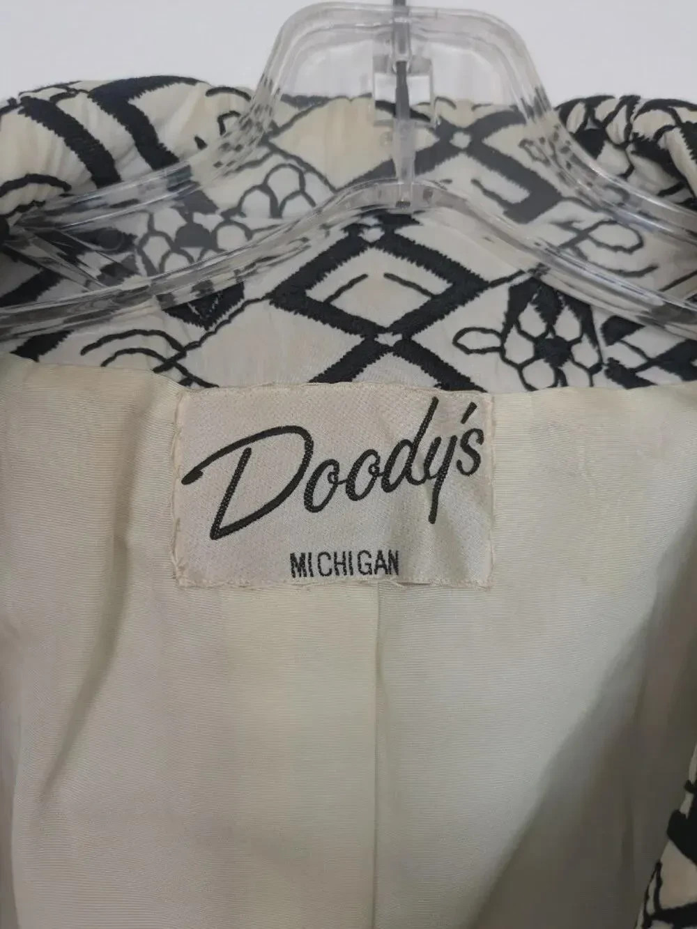 Count Romi Vintage 60s/70s Mod Coat Navy White Geometric Trapunto Matelasse M