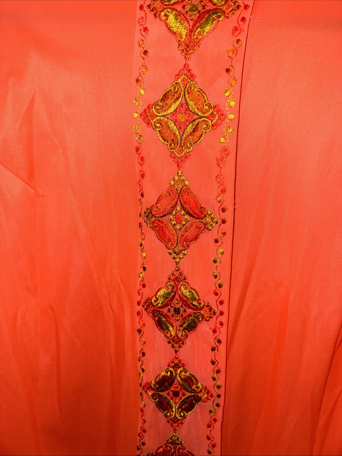Vintage 70’s Gossard Artemis Size Large Robe Orange Embroidered Rare Find!