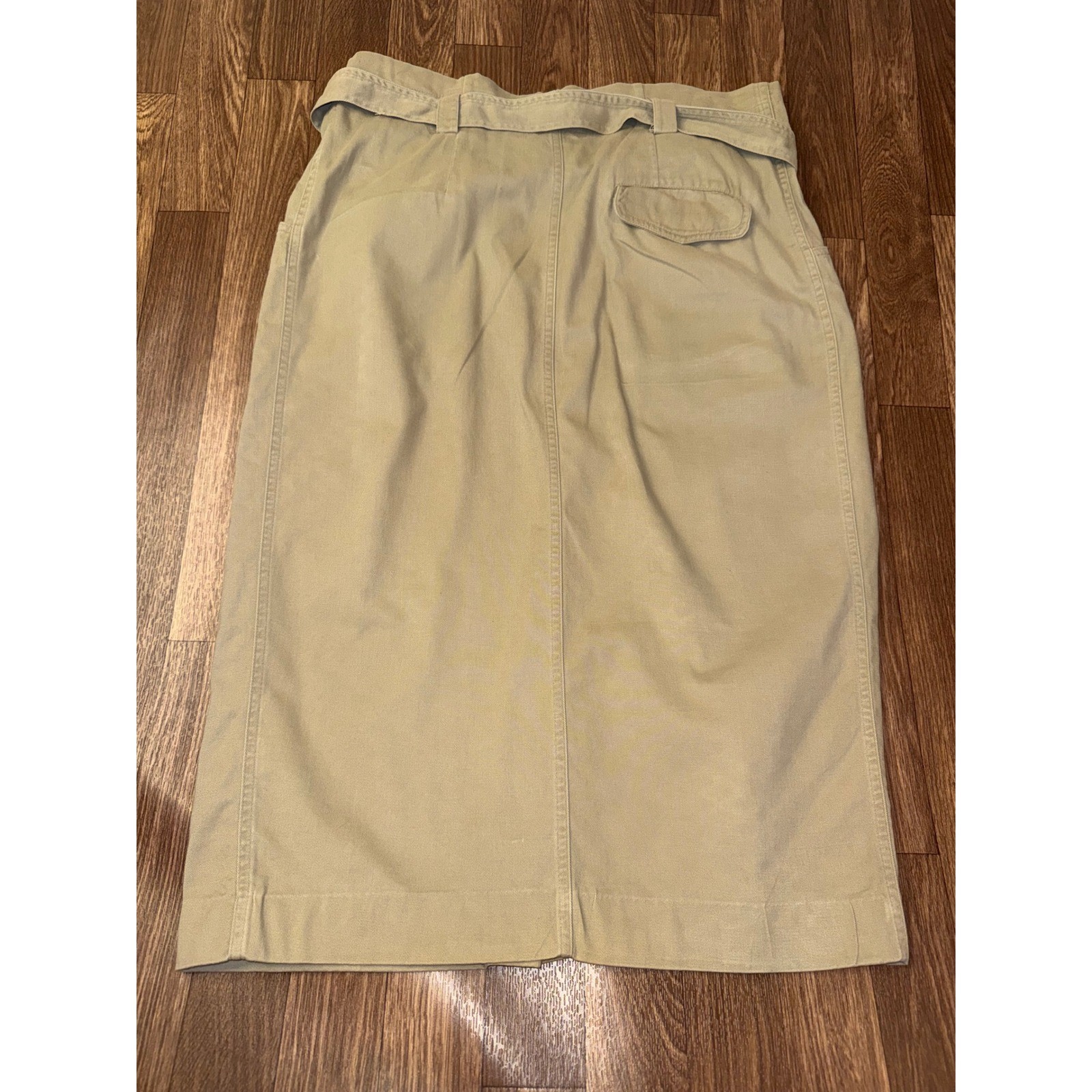 Vtg 90s DKNY JEANS Khaki Wrap Skirt Size 12 ILGWU Union Made USA Canvas Midi⁠