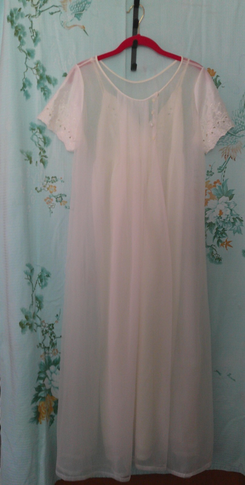 Vintage 1960s Silk Nightgown & Sheer Lace Robe Set – Hollywood Glam – Sz M