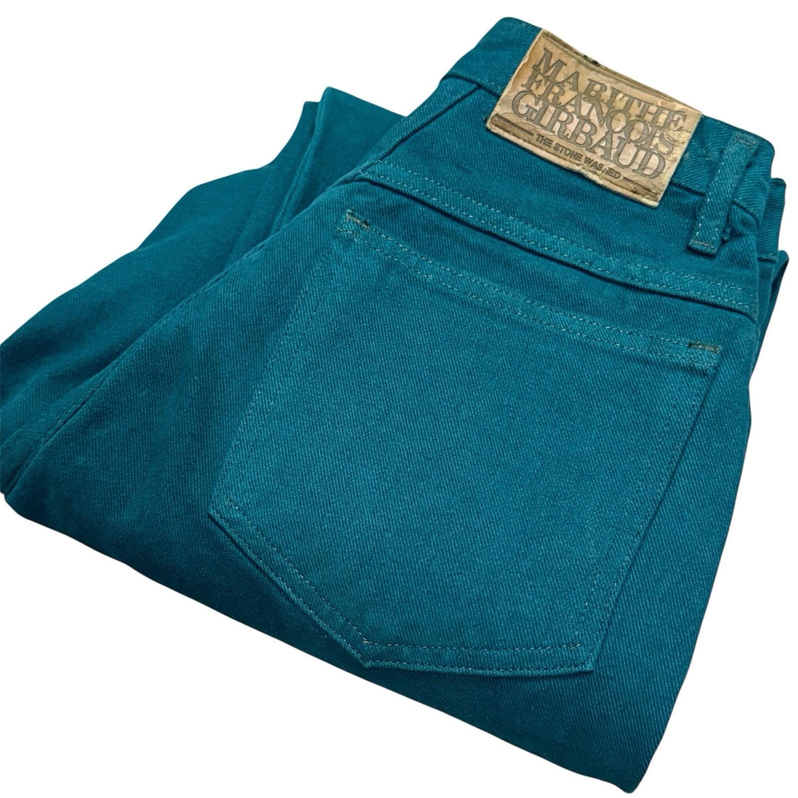 Marithe Francois Girbaud Jeans Women 7/8 Teal Vintage High Waist Tapered 90s
