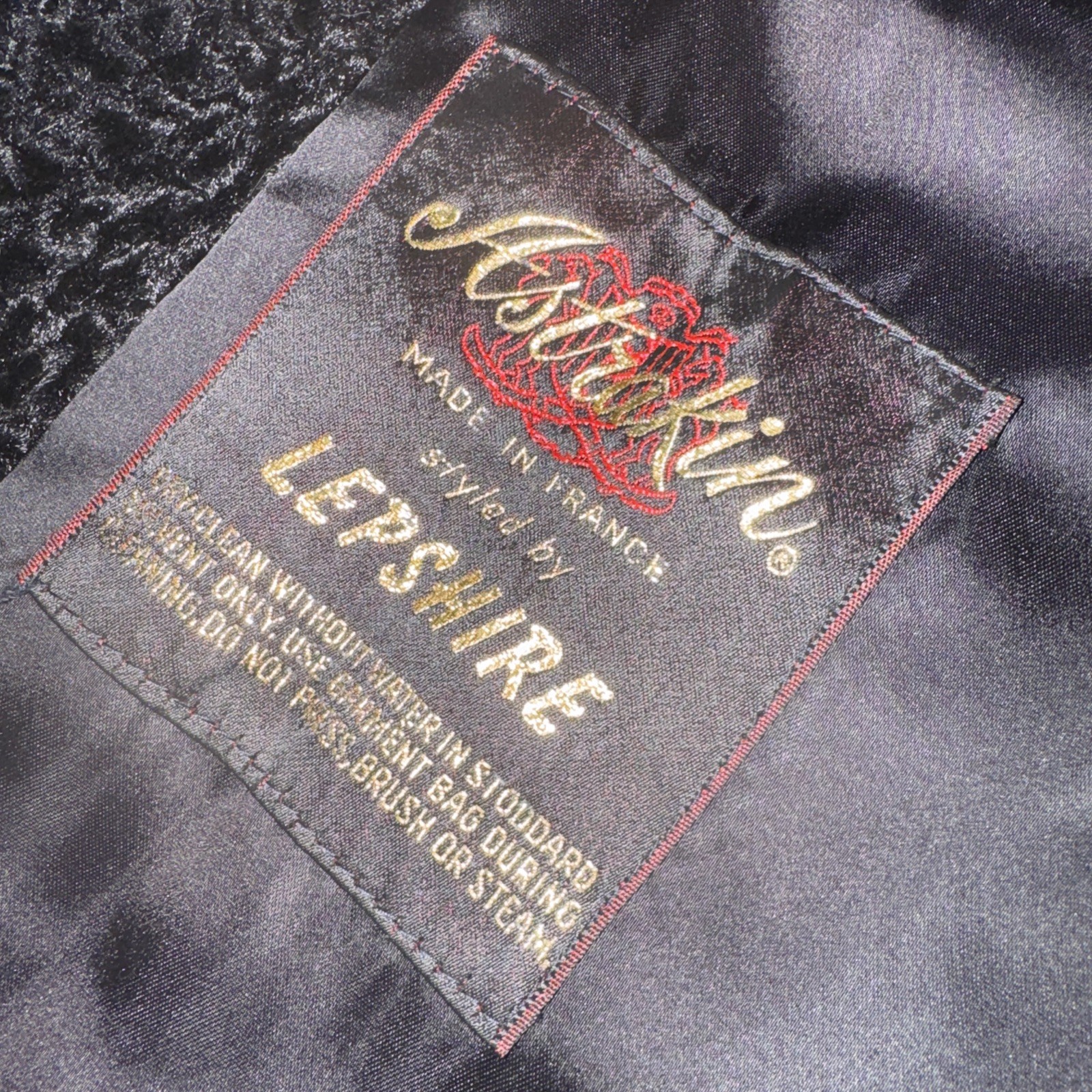 Vtg 50’s Astrakin Black Curly Persian Lamb Wool Swing Coat Mink Collar France L