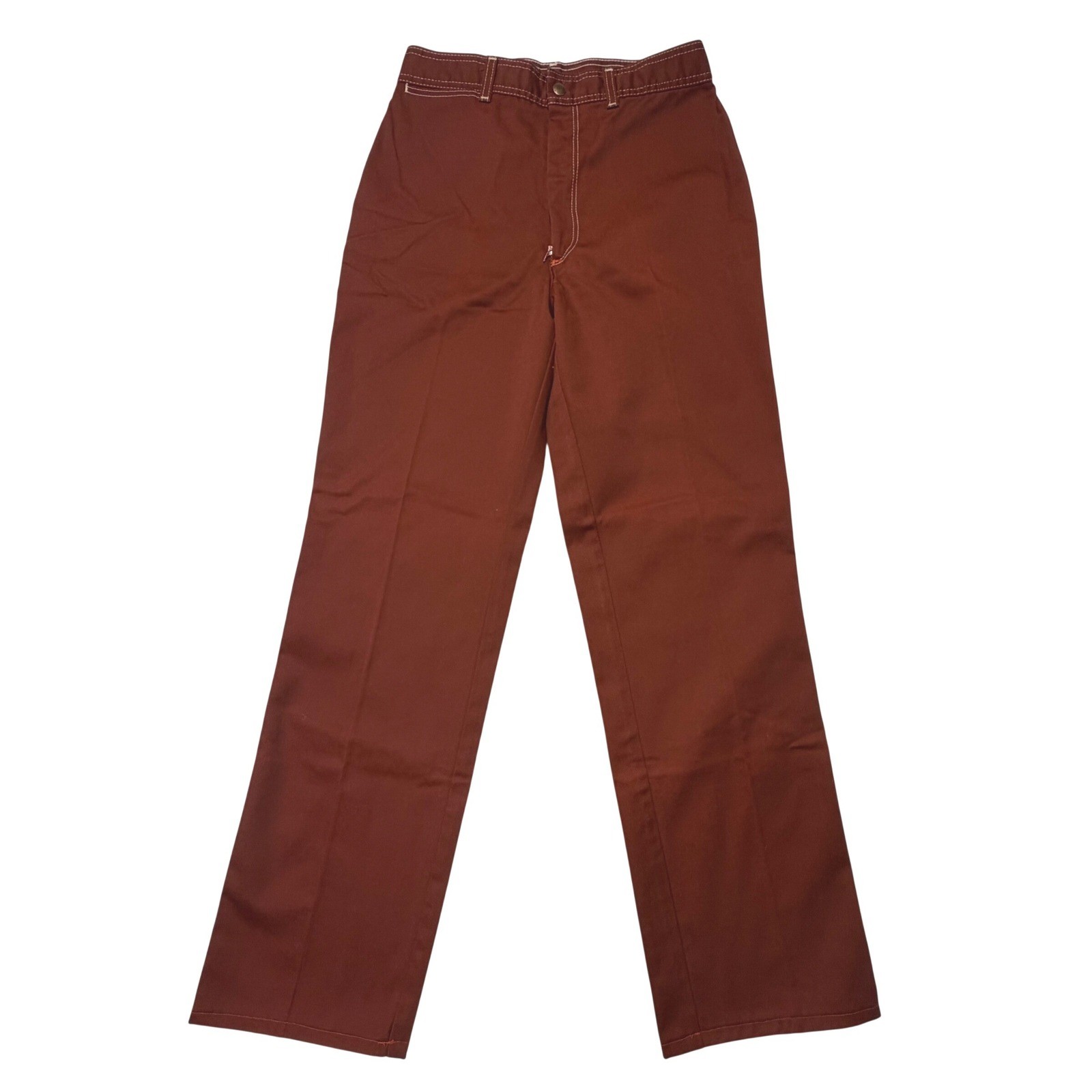 Pizzazz Vintage Pants Rust Brown Western High Rise Straight Leg Size 12 USA 70s