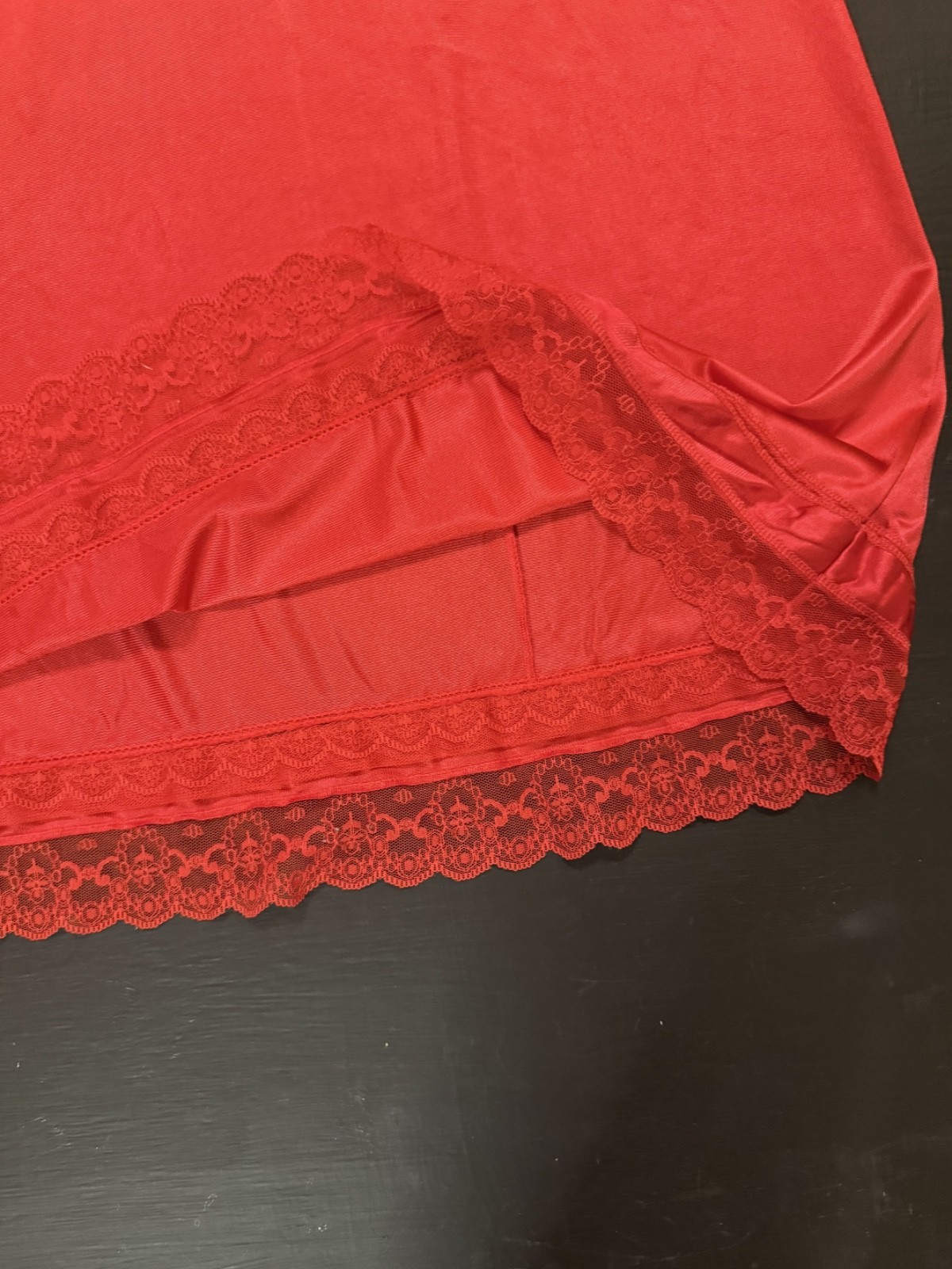 Vintage Red Vanity Fair Women’s Lace Slip Dress Lingerie Made in USA Size 34