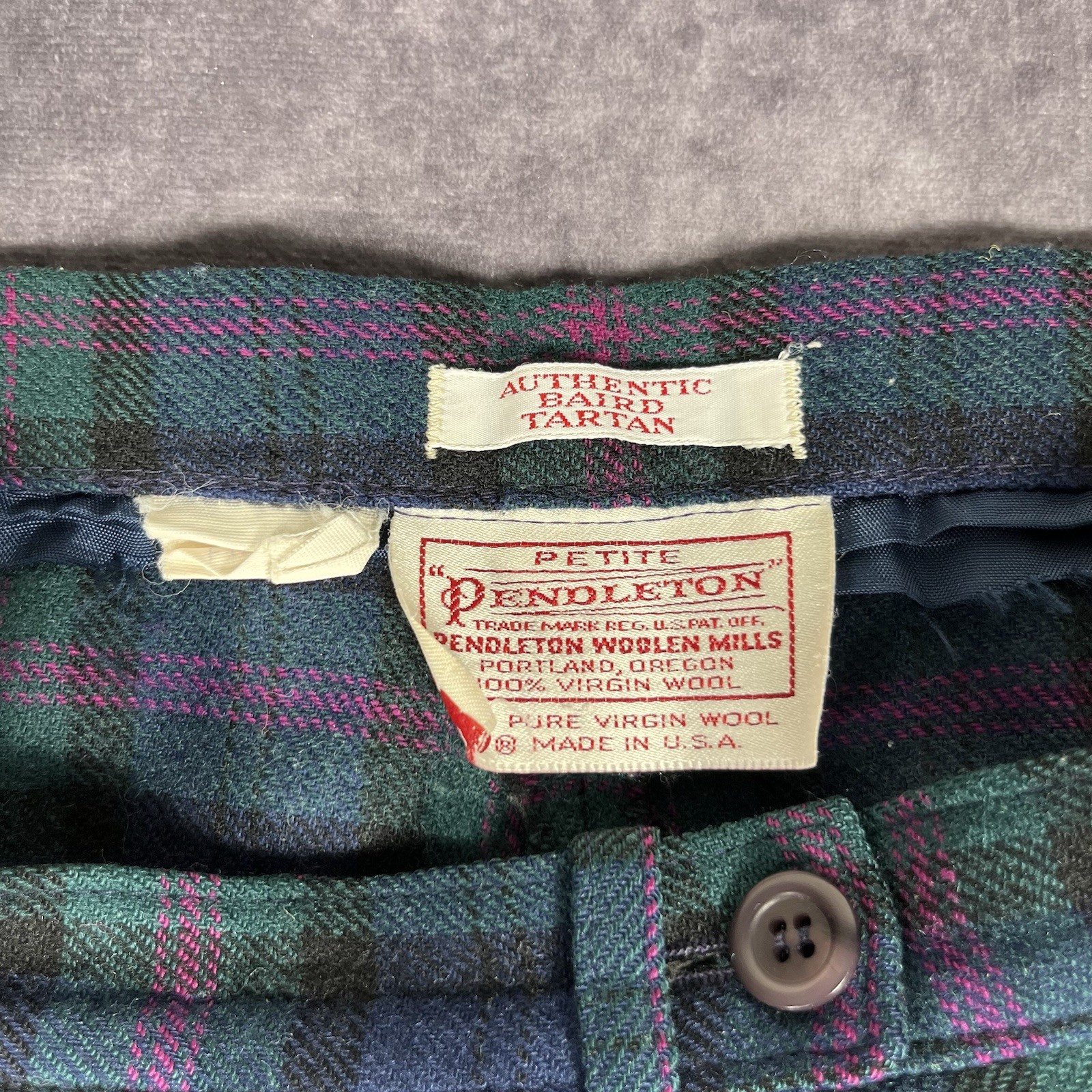 Vintage Pendleton Wool Plaid Suit Blazer Pants Set Green Blue Old Money