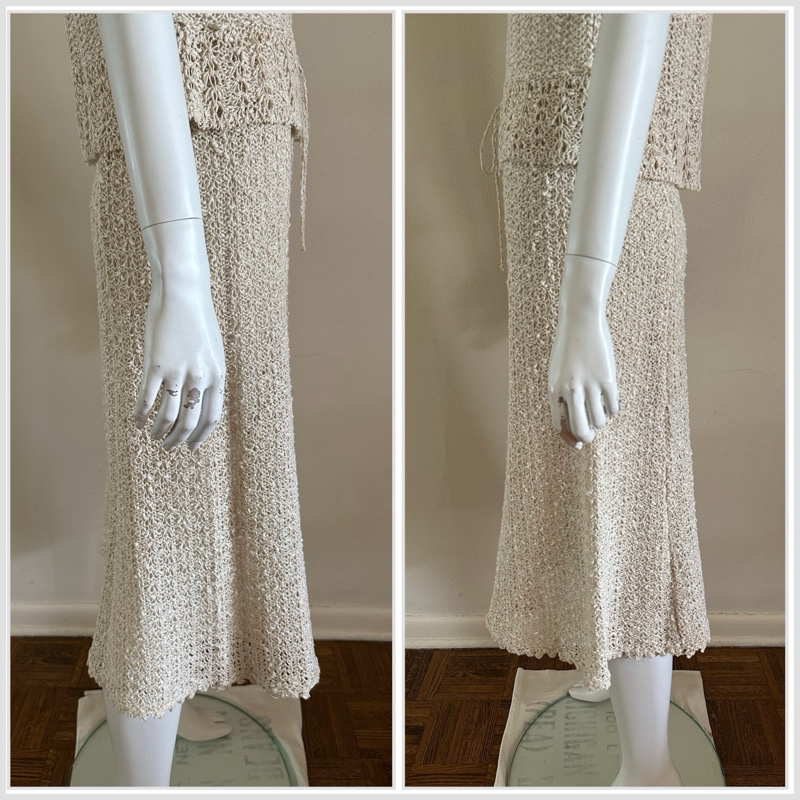1970s A Pallas Original Hand Loomed Irish Linen Knit [Dress/Skirt/Set] Boho VTG