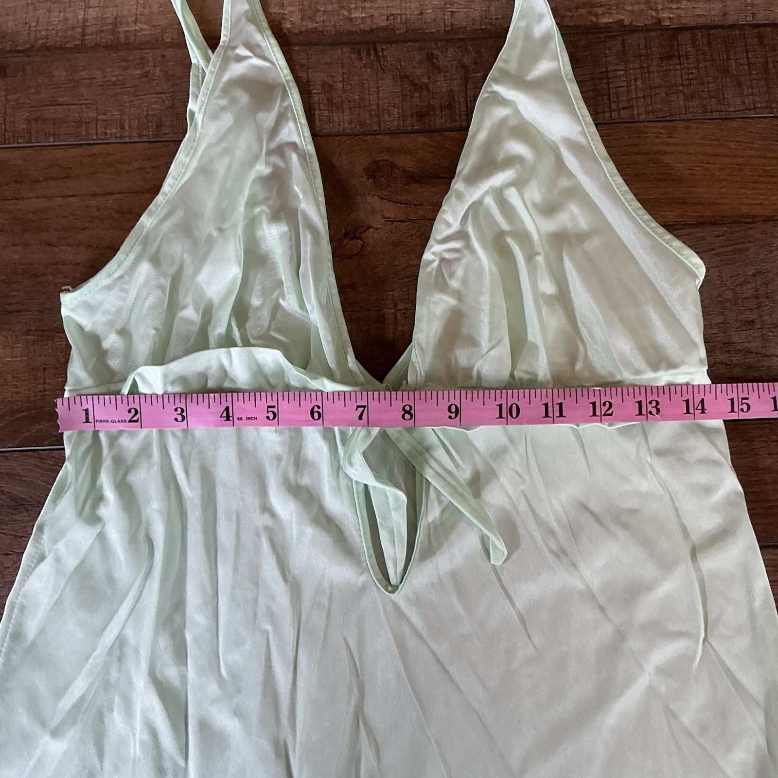 70s VTG Light Green Nylon Tricot Nightgown Women’s M Long Slip Dress Mint 151118