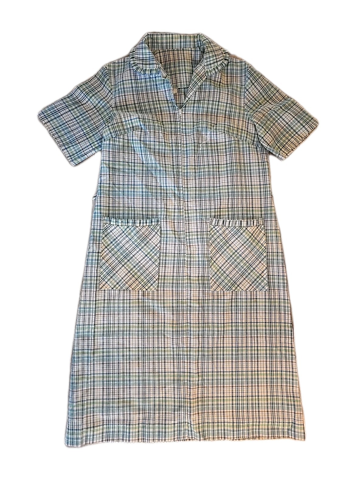 Vintage Sears Fashions Sz 16 Womens Plaid House Dress USA 60’s