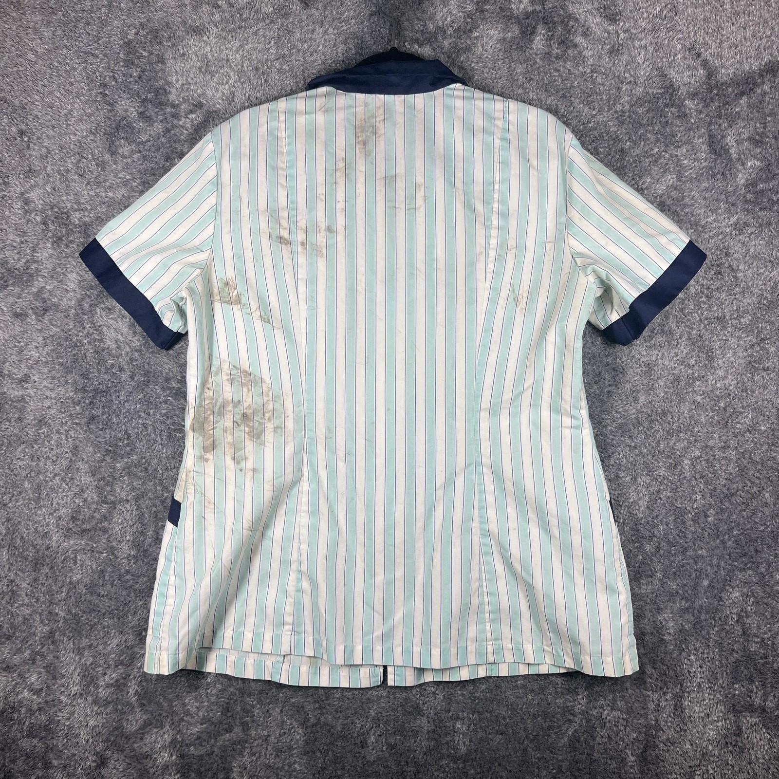Vintage Wendys Shirt Women 2XL Short Sleeve Zip Collared Striped Halloween