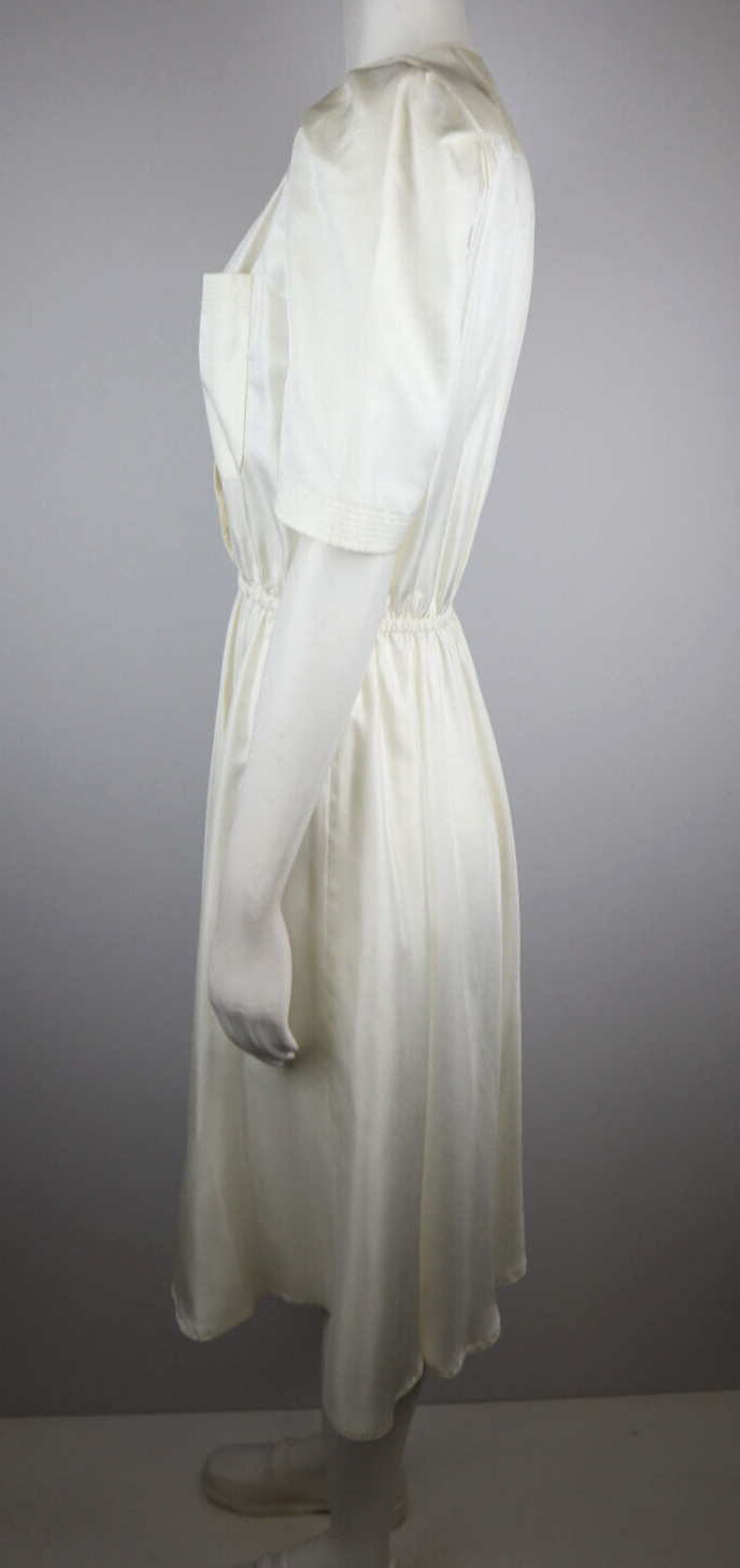 Leslie Fay Vintage Women’s Shirt Dress Size 8P Ivory White Short Sleeve A-Line