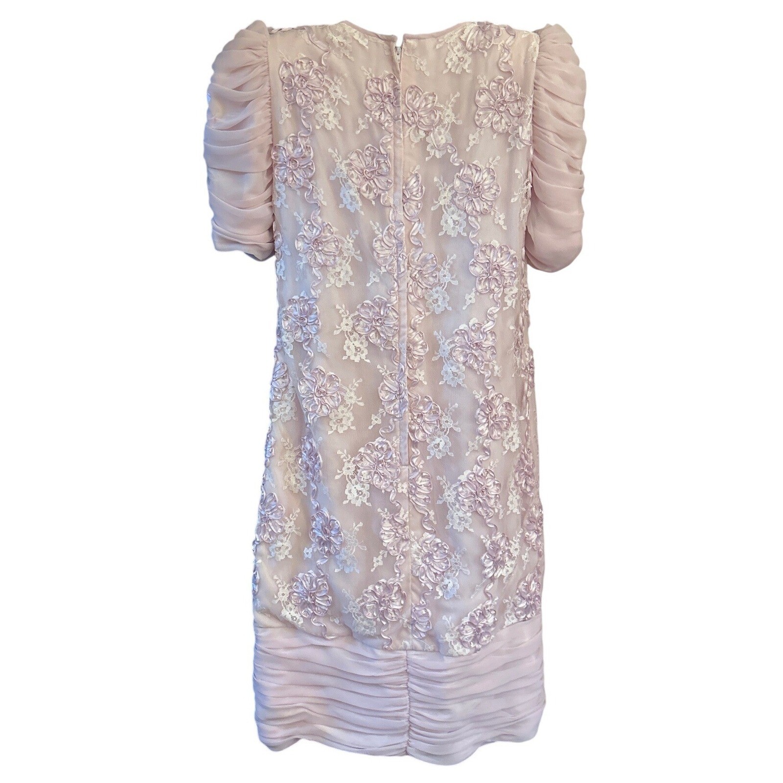 Vintage Miss Elliette Floral Lace Dress Coquette Romantic 80s Pink Tea Party