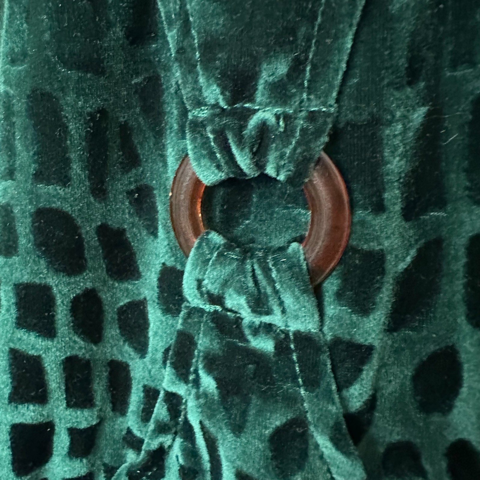 Adolfo Exclusive Vtg Green Velvet Grid Embossed Zip Up Jacket Mock Neck Small