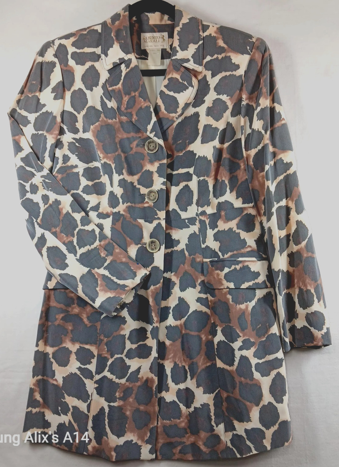 VTG Alberto Makali Women’s Blazer S/M Leopard Print Button Front Misty Design