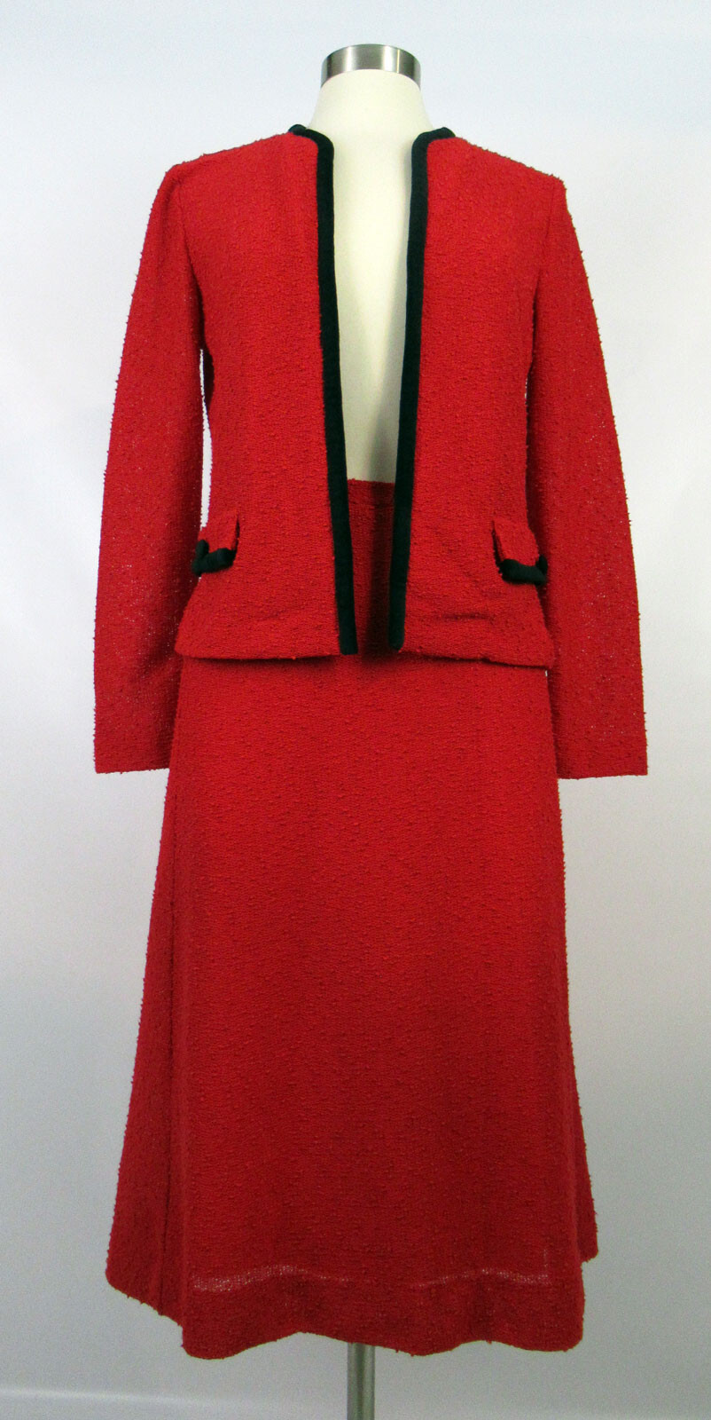 Vintage 1970s 1980s Red Wilroy Traveler suit jacket and skirt