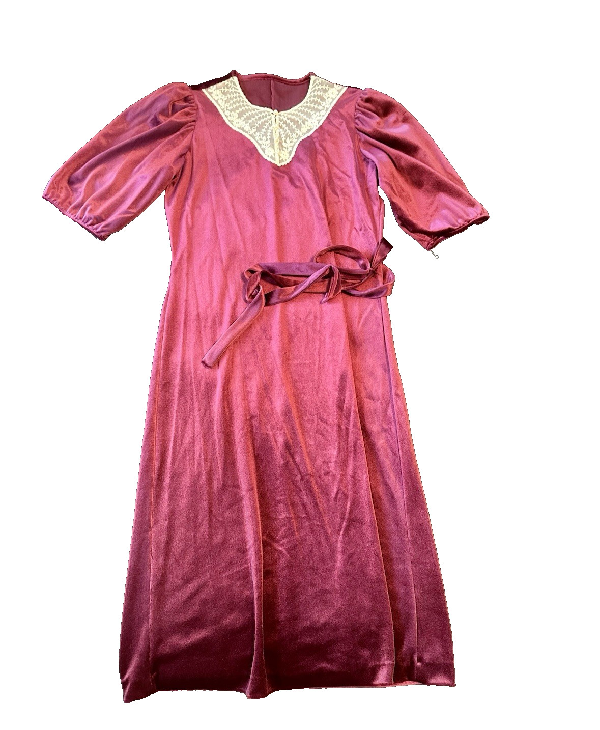 Vintage Whimsigoth Velvet Maxi Dress Pink Fuchsia Lace S Romantic Goth Renfair