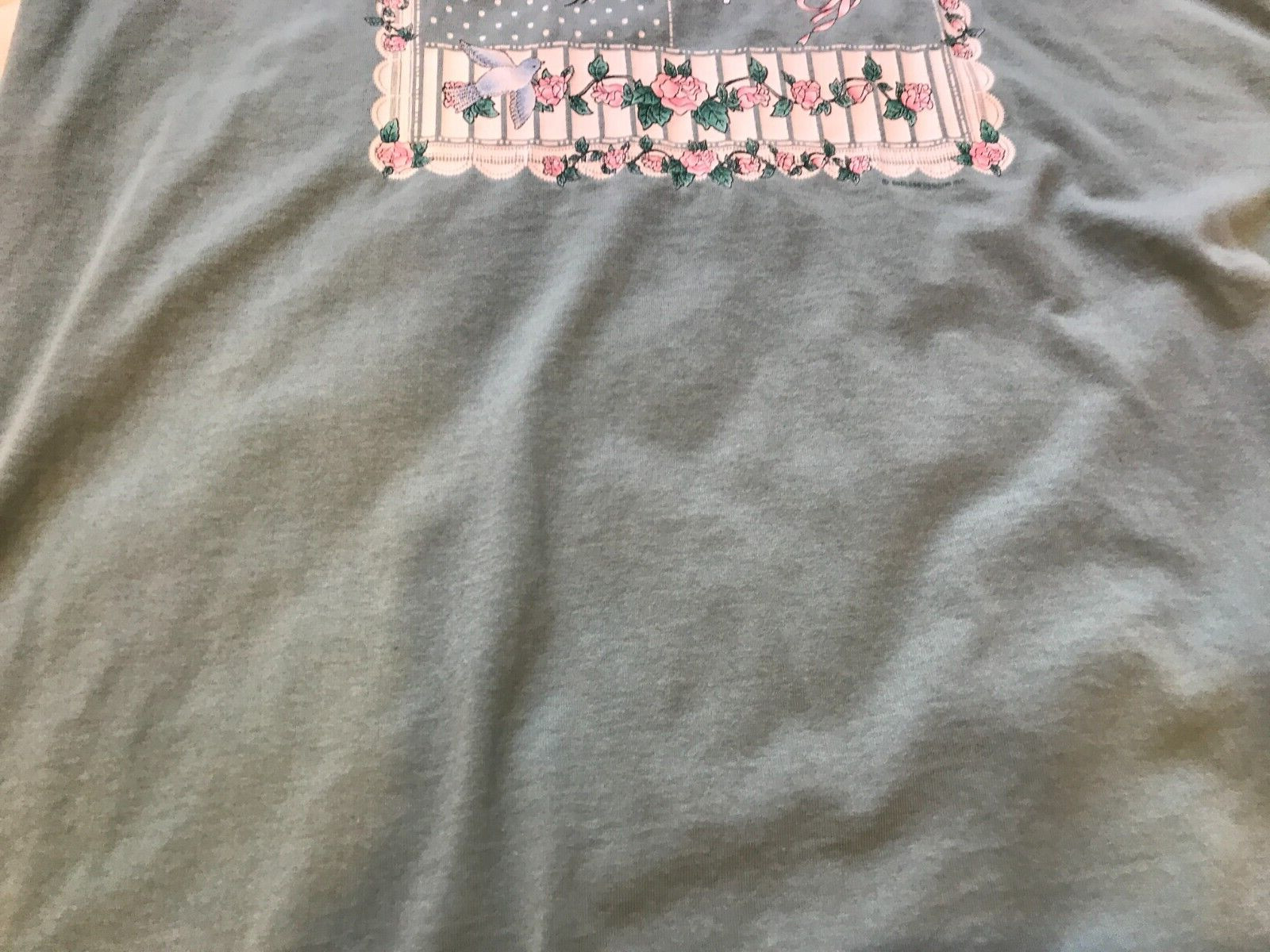 Vintage Women’s JERZEES t-shirt Large Birds/Butterflies/Roses Nature Made in USA