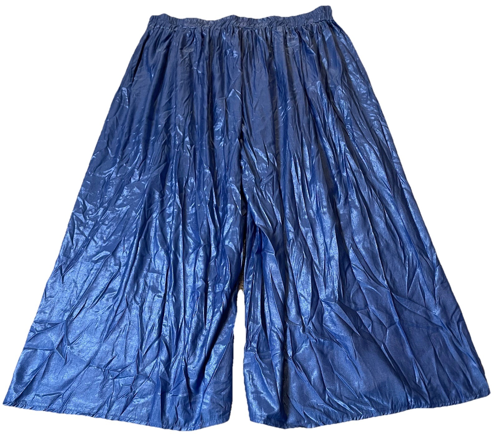 Vintage 70s Palazzo Pants Super Plus Womans 32 Blue Crinkly Wide Leg Blue Party