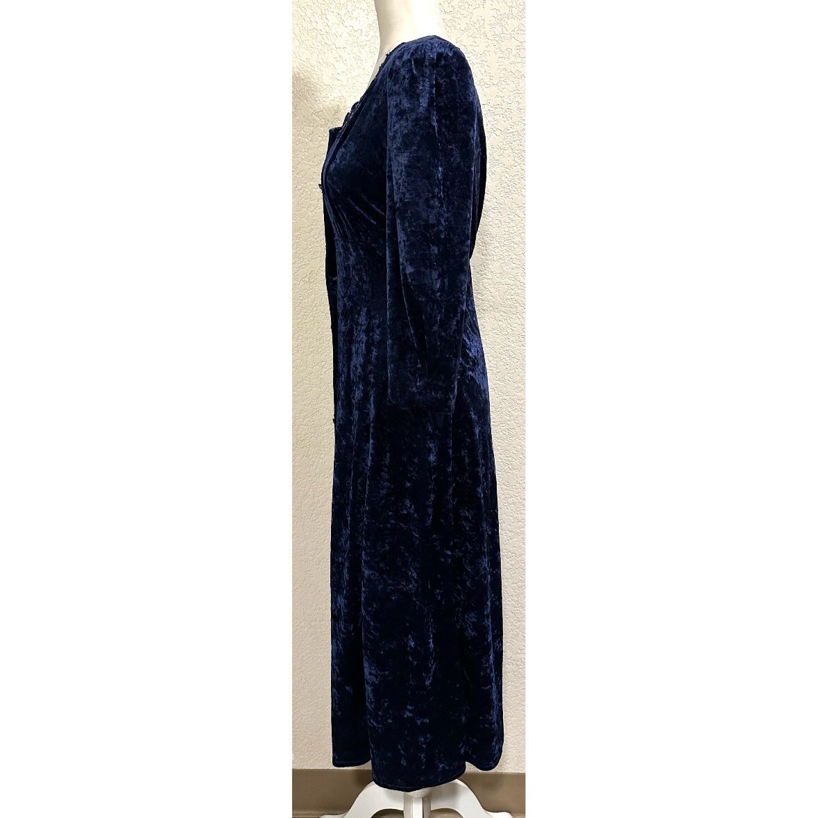Molly Malloy Vintage 90s Petite Blue Velvet Midi Evening Dress Women’s 10P