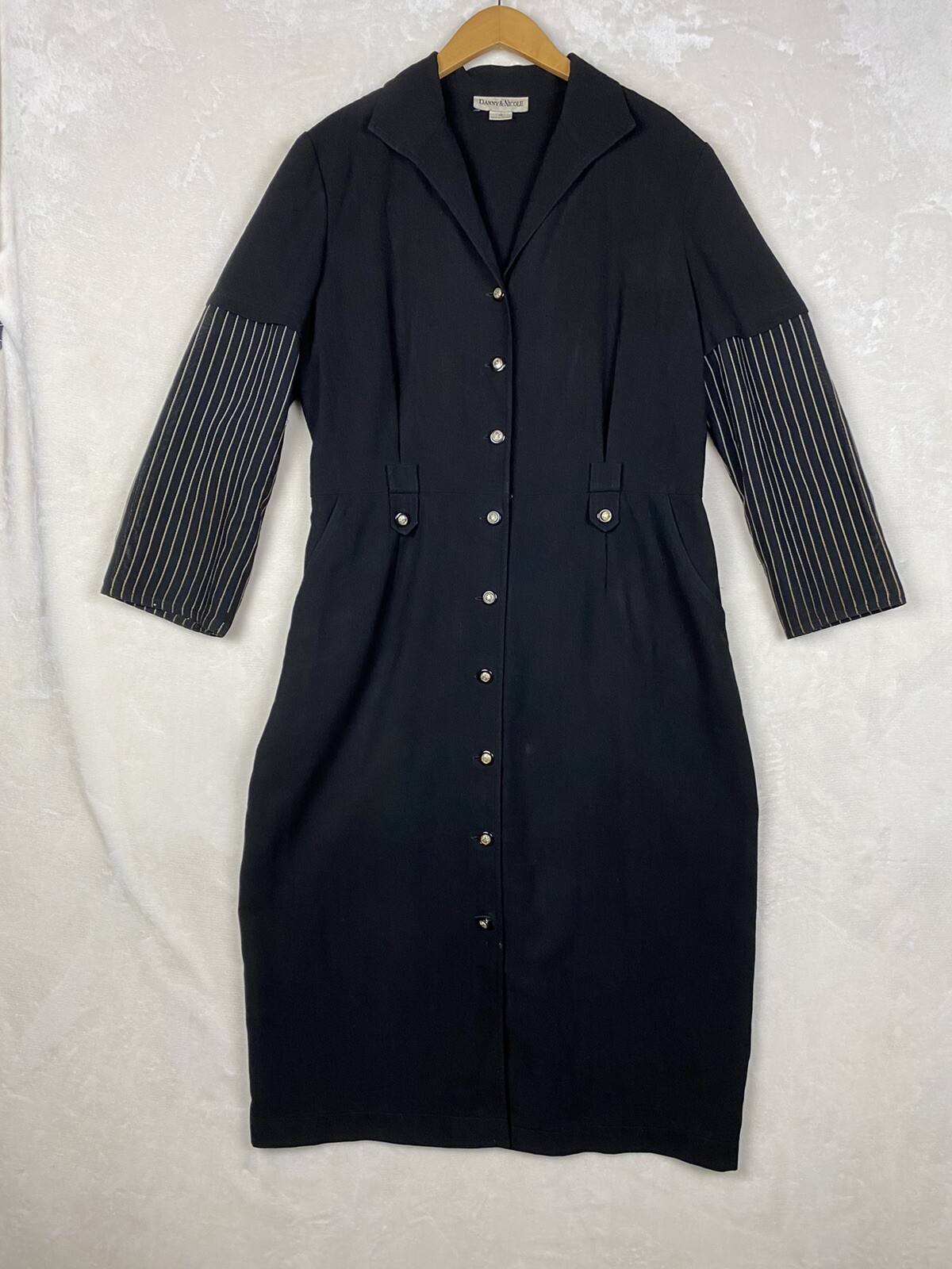 Vintage Danny & Nicole Dress Womens 18 Sheath Midi Pockets Darted Romantic Goth