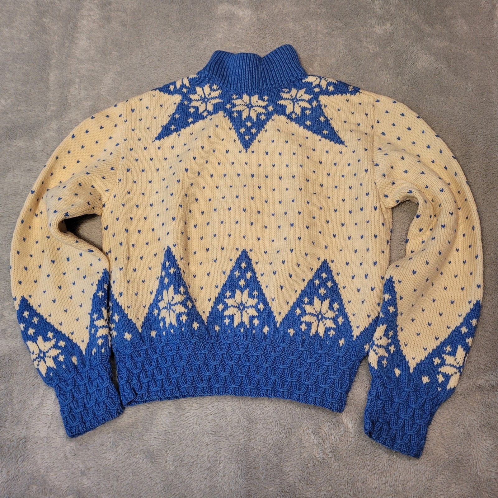 Vintage L’Alpina Milano Hand-made Blue Wool Ski Sweater Women Size S Italy