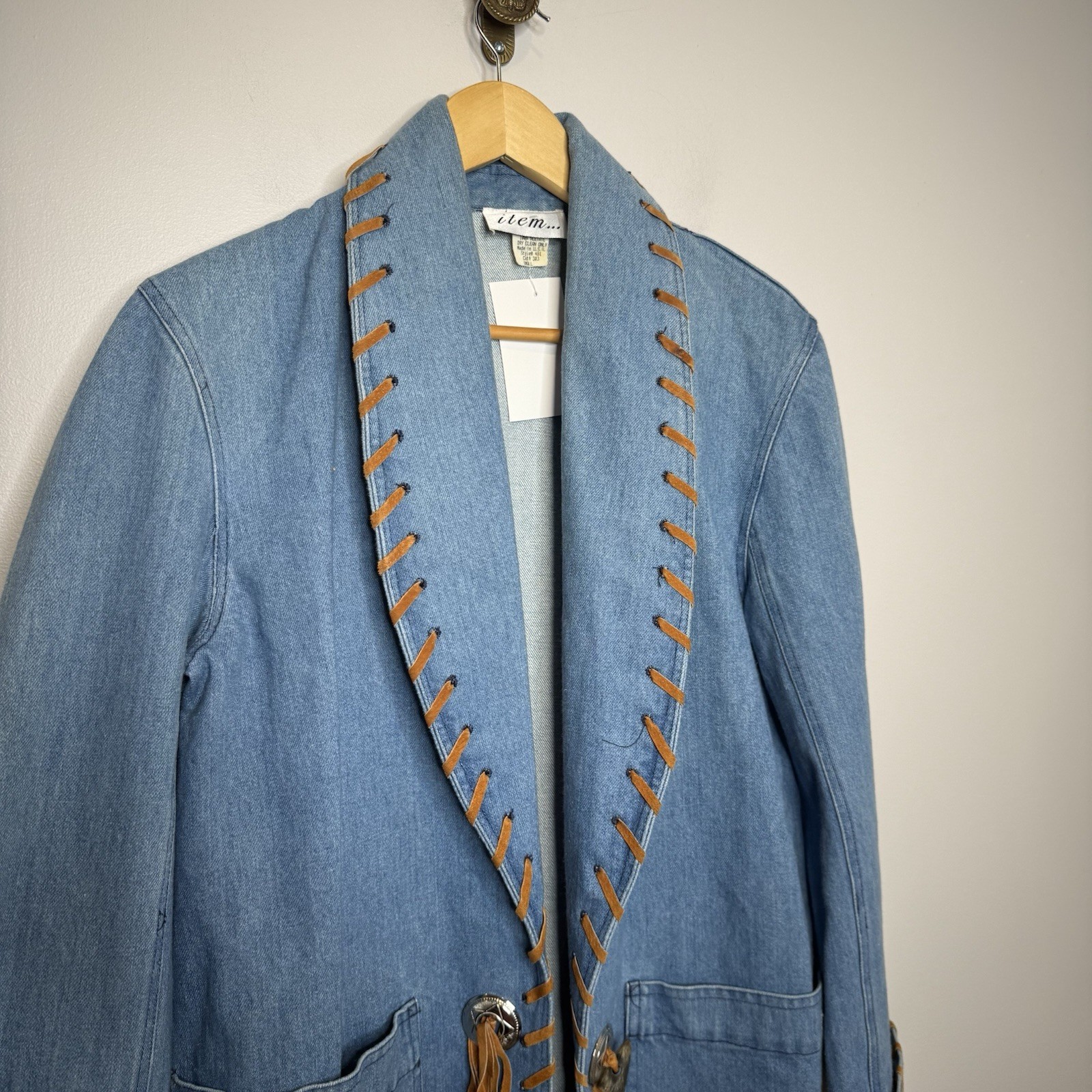 Vintage 80s Denim Western Oversized Jacket, Size S