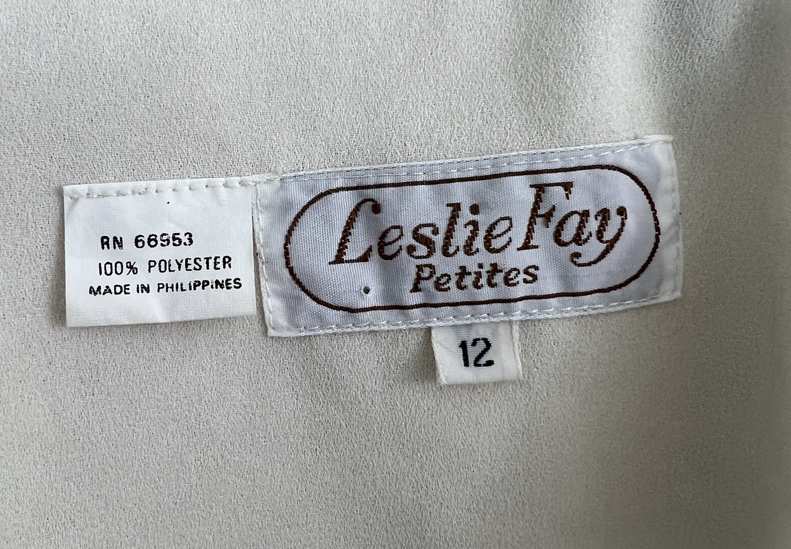 VTG Leslie Fay Dress 80s Secretary Ivory Floral Embroidery 12 Geek Librarian