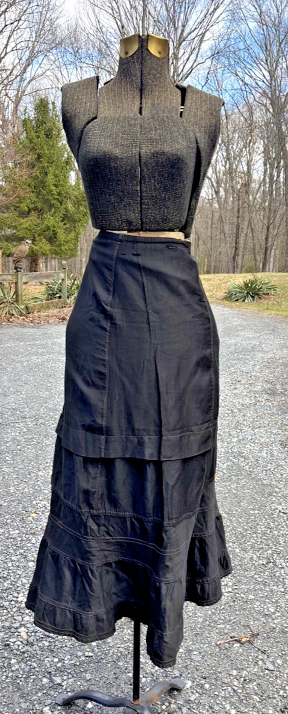 Antique 1890/1900 Victorian Edwardian Black Mourning Petticoat Skirt Slip