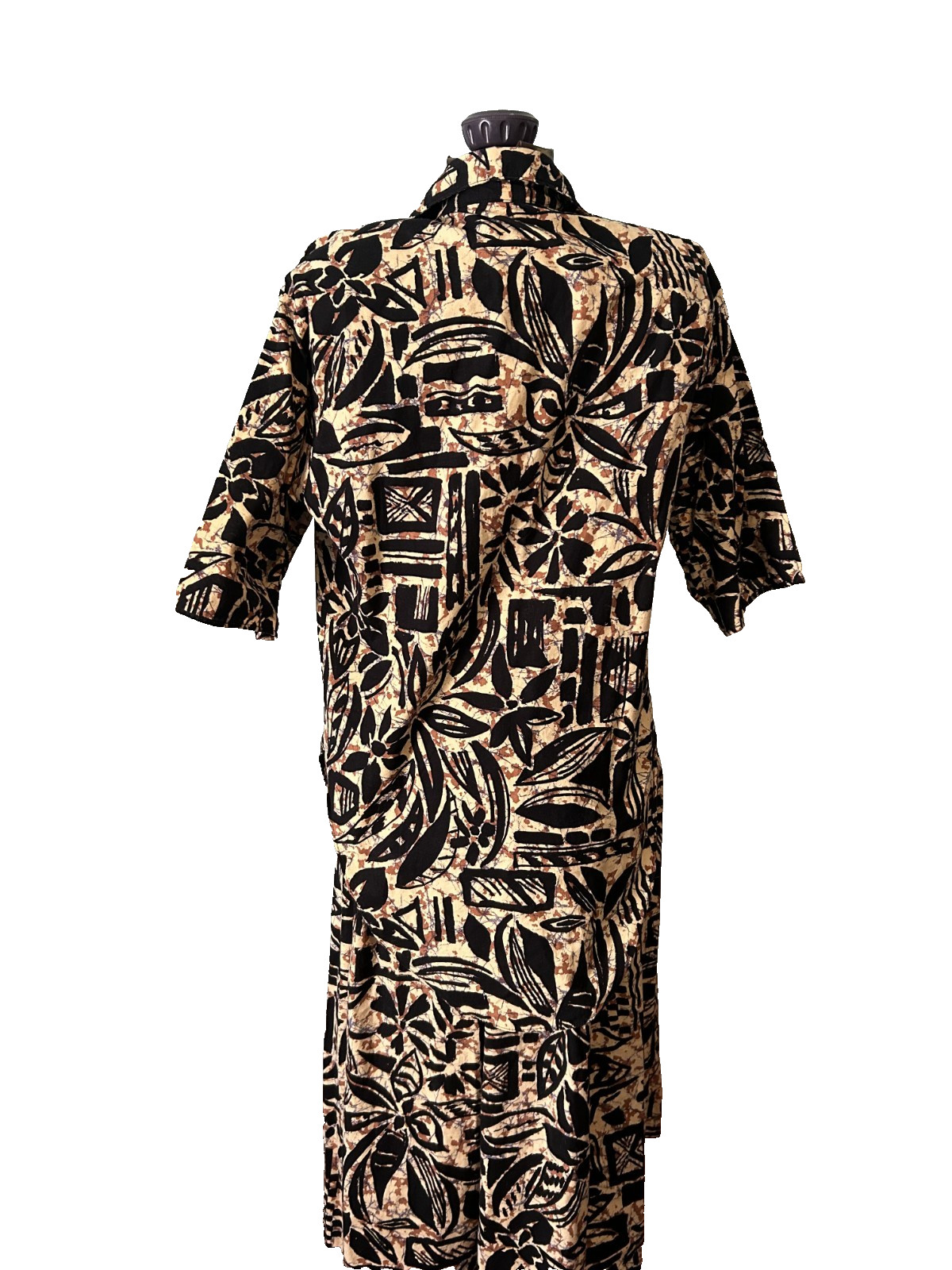 Vintage 1980s does 50s SUNDRESS and Camp Shirt Set Tropical Tiki Batik S Union