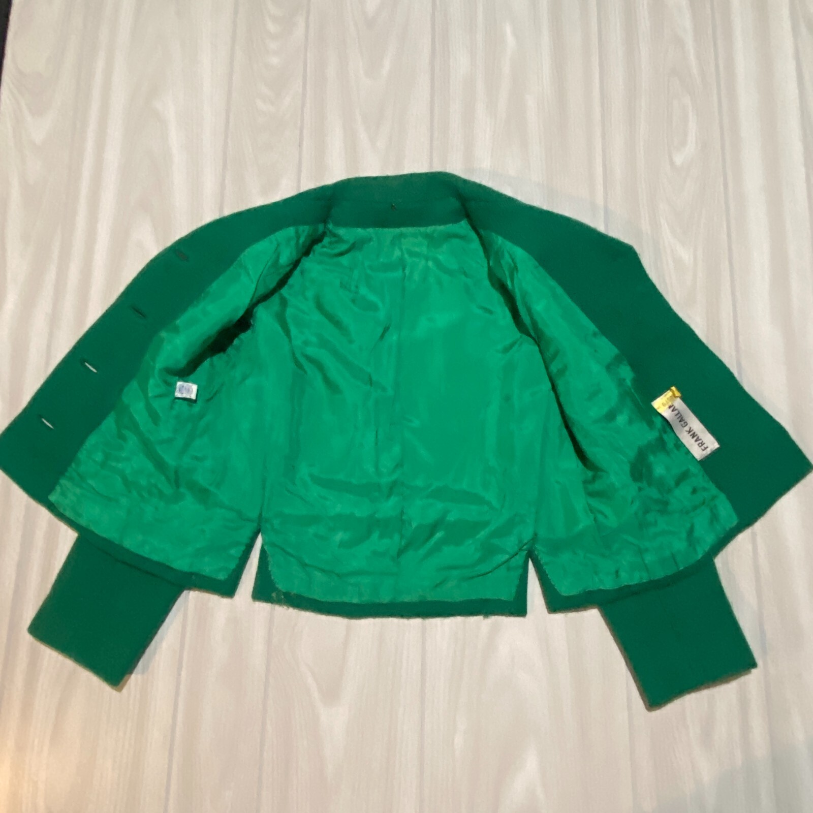 Vintage 60s Kelly Green Womens Suit Jacket Skirt Small Frank Gallant Classic