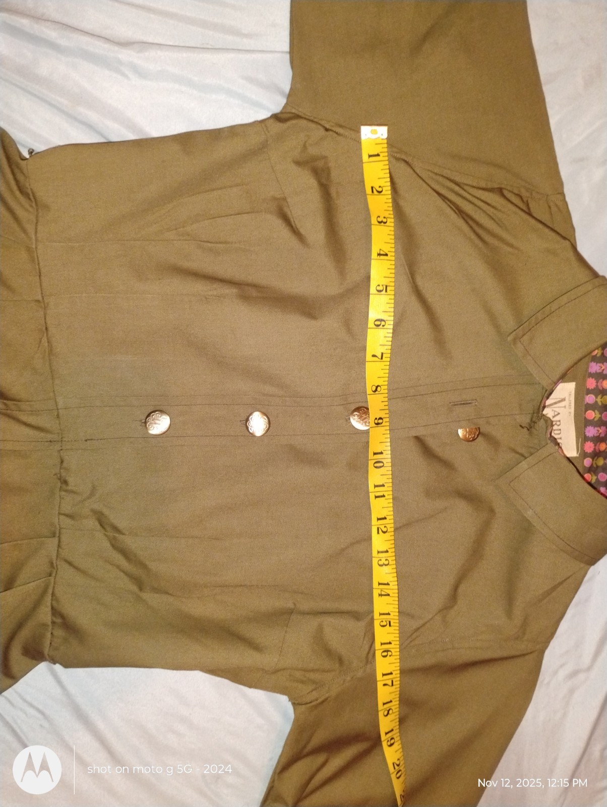 Vintage 1960s Nardis of Dallas Olive Green Shirt Dress Military Style
