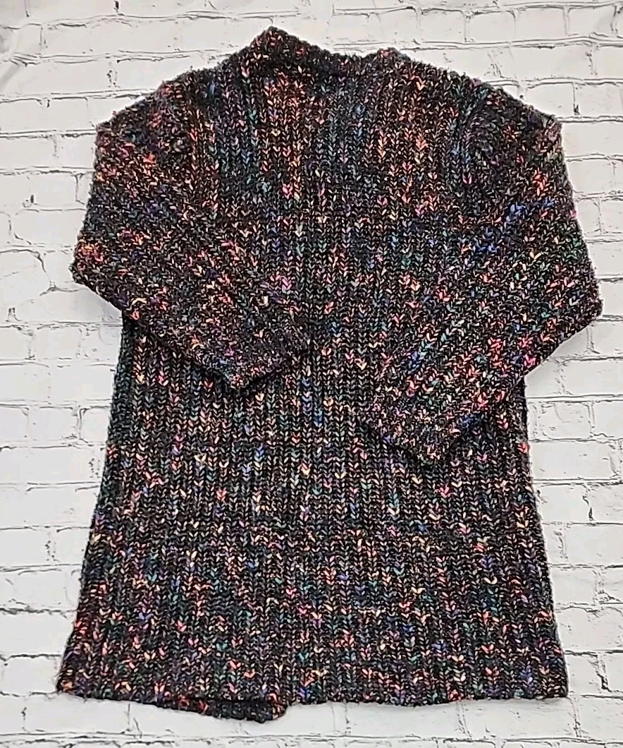 Vintage Open Front Bramble Lane Cardigan Womens S Speckled Wool Blend Granny