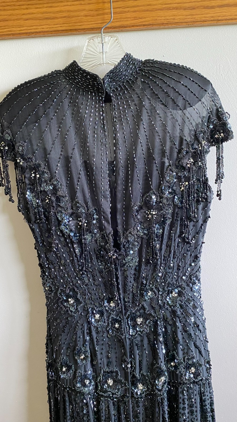 Vintage Alyce Designs 100% Silk Beaded Black Evening Gown Size 12