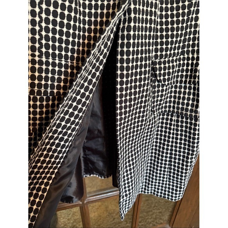 Apostrophe Black White Geometric Dot Print Coat Plus Size 16-18W Mod Retro 60’s