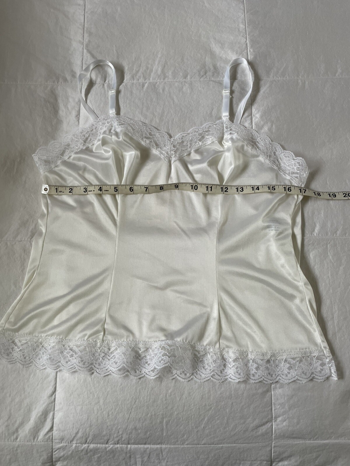 Vintage NEW Silky Lace Camisole Ivory Slip Tank Top Large Lingerie Dressing