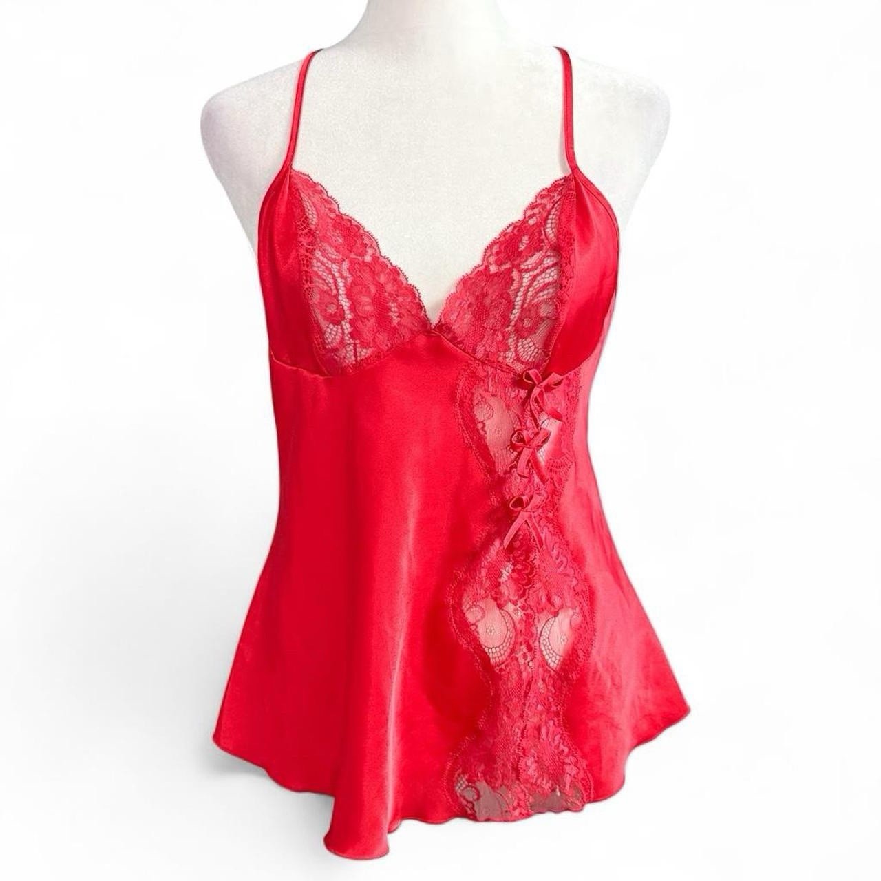 Vintage Shirley Of Hollywood Red Cami Slip Size S Sexy Silky Feminine Sissy
