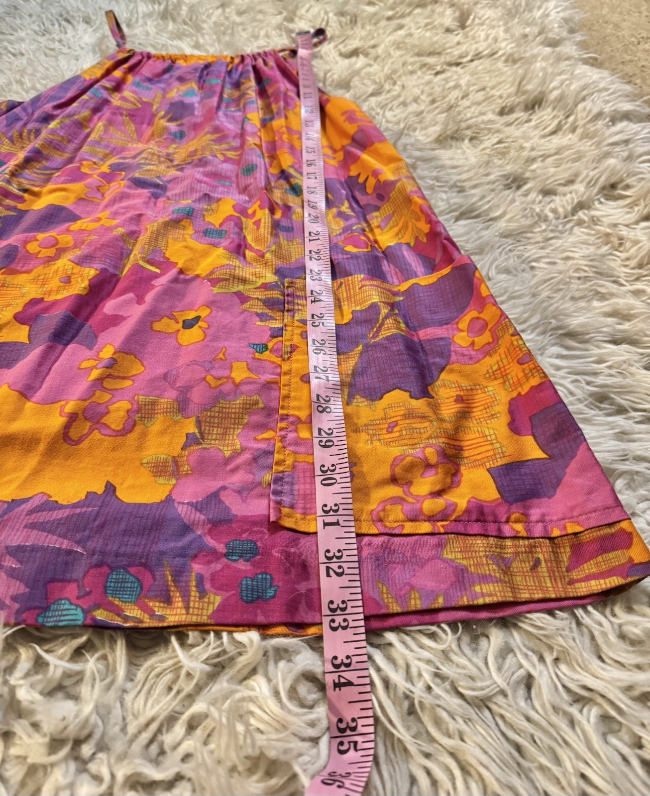 Vtg Sun Fashions Hawaii Honolulu A Line Mini Dress Pockets 60s Psychadelic Mod