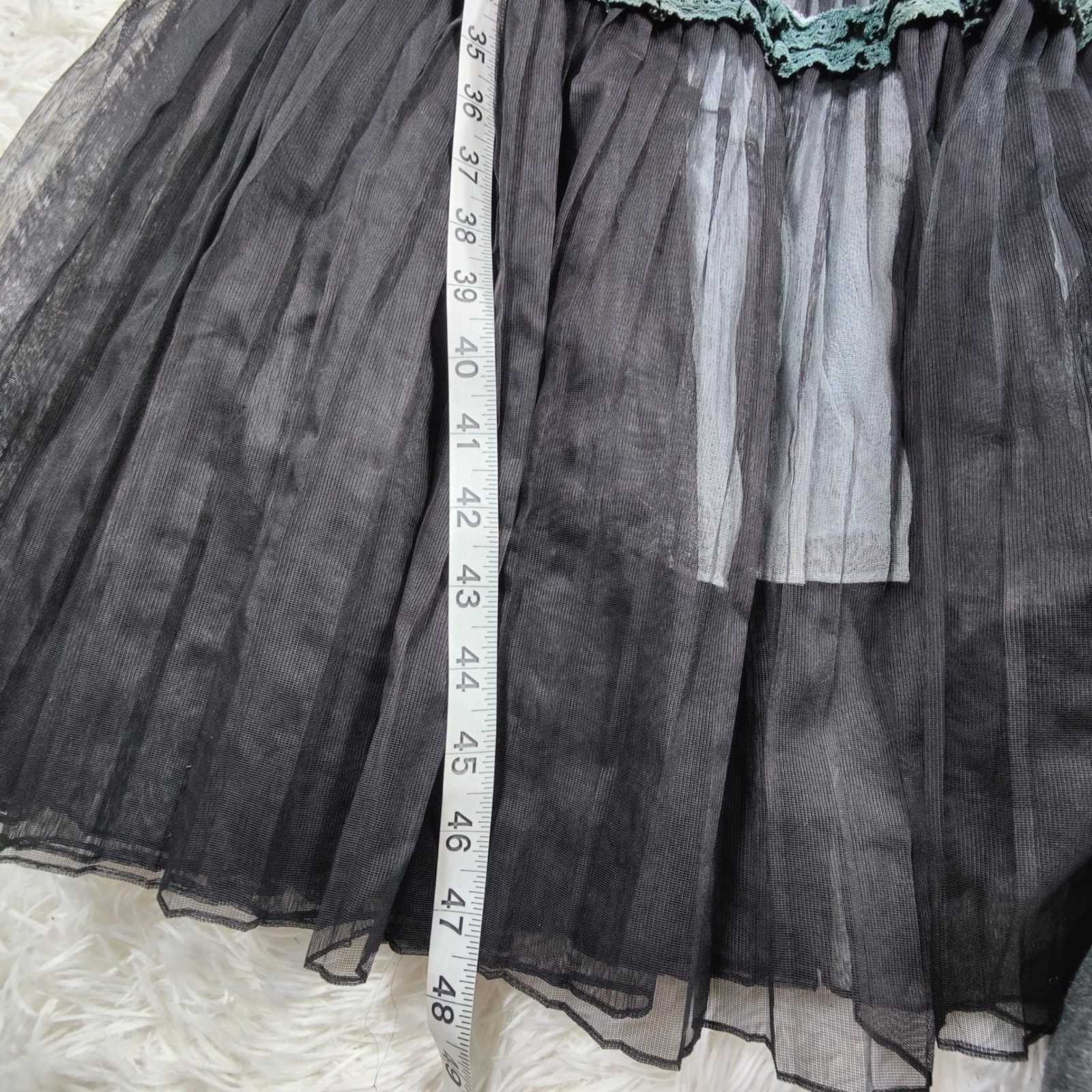 Vintage 1950s Smart Miss Illusion Lace Party Dress Pleated Tulle Midi Prom Retro