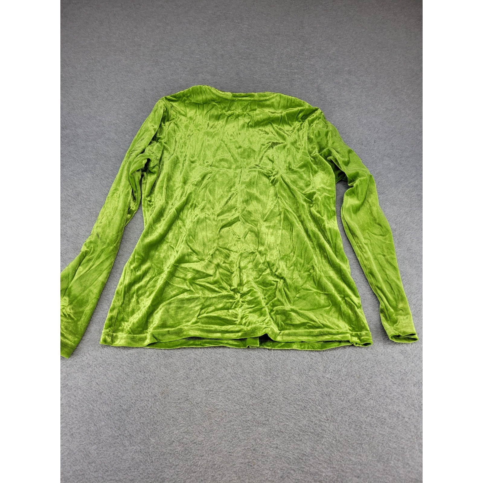 Vintage Impressions of California Womens Large Lime Green Velvet Mock Neck Top
